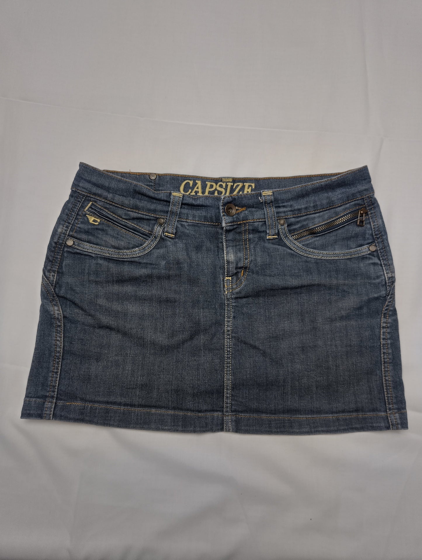 Denim skirt front view