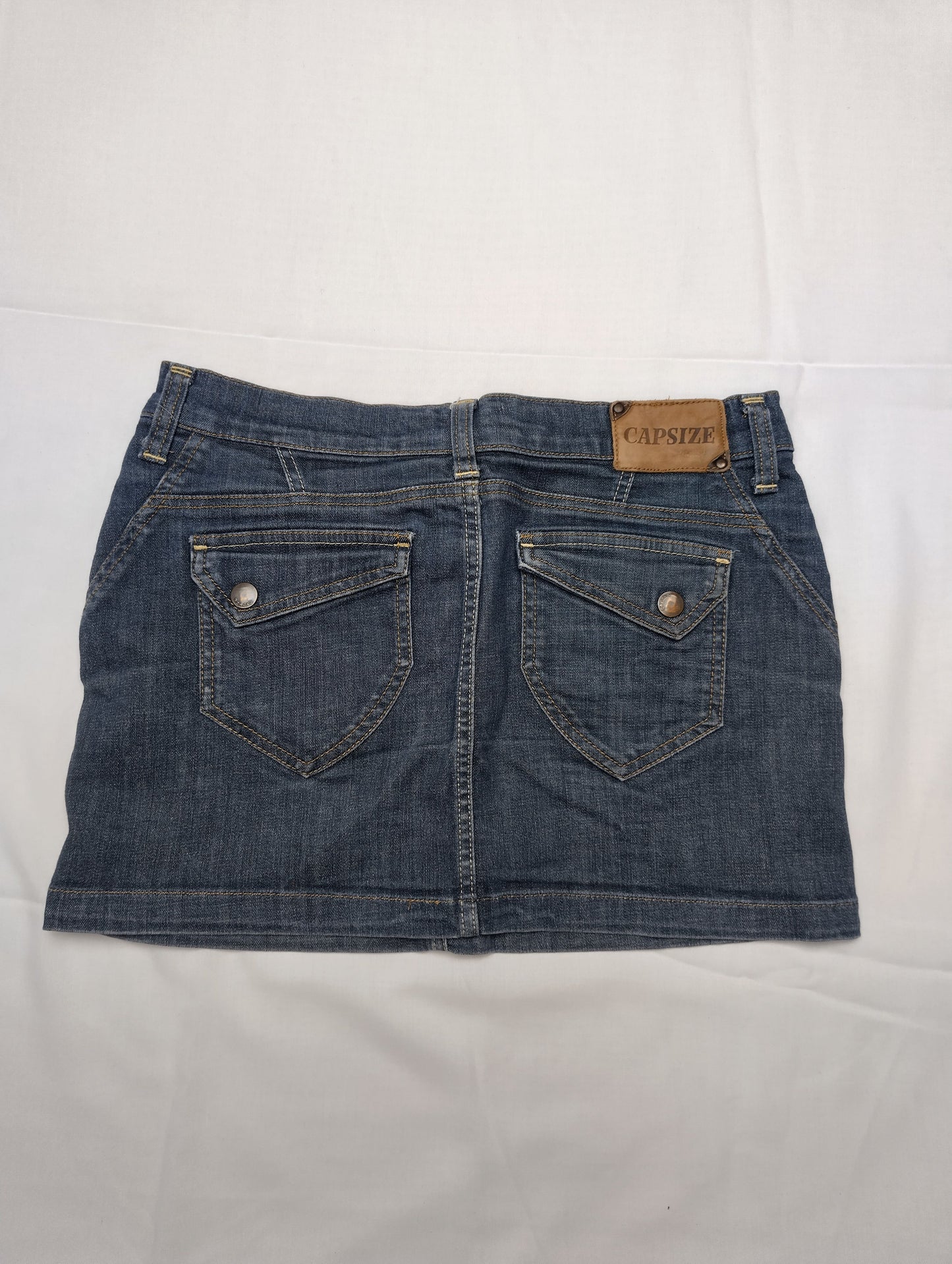 Denim skirt back view