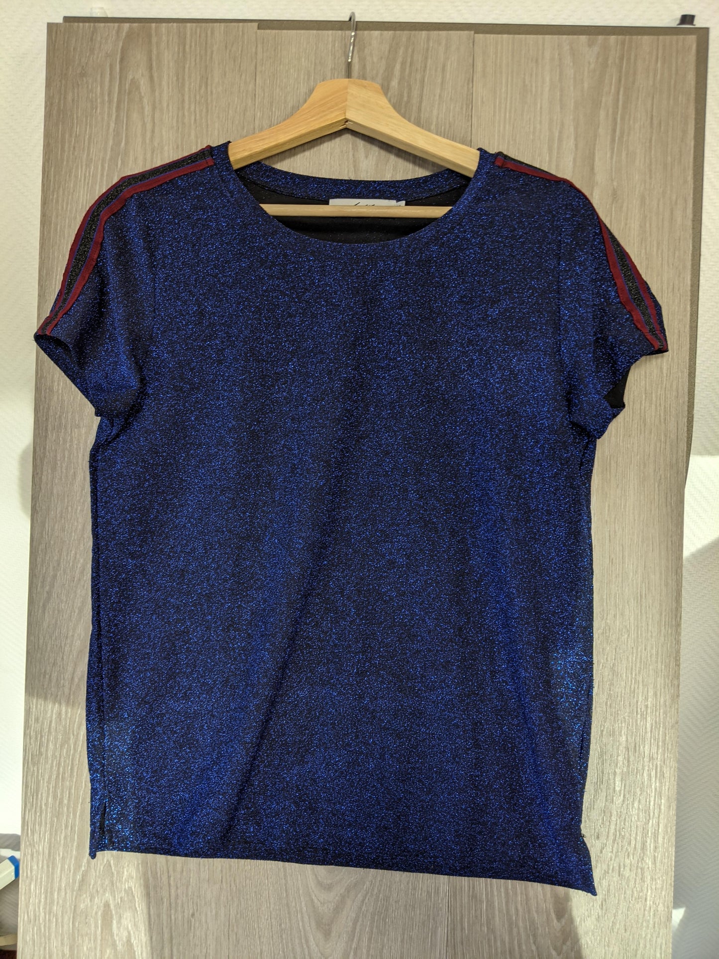 Front view of the blue t-shirt
