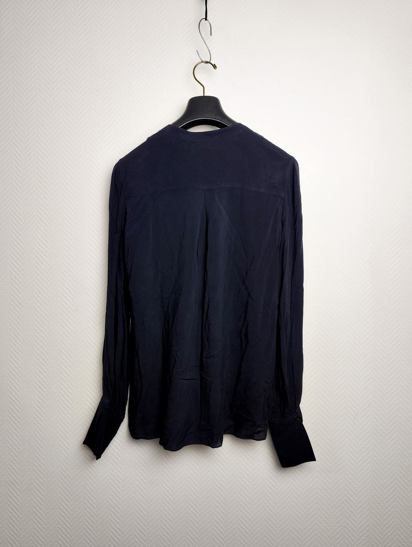 Back view of midnight navy blouse