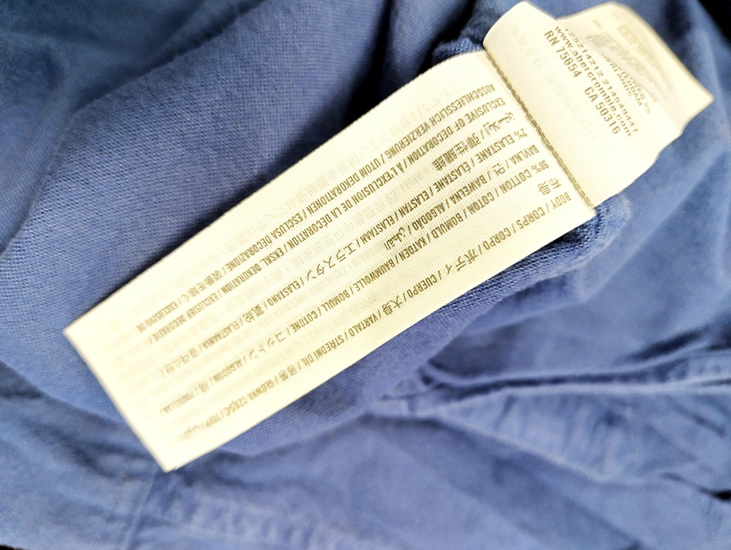 Care instructions and details of the Abercrombie & Fitch shirt
