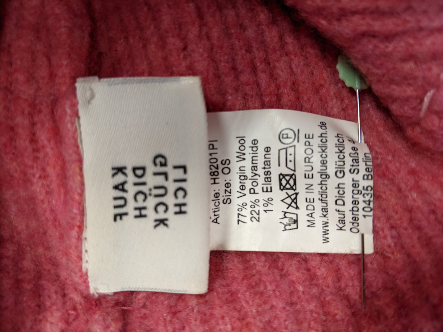 Another angle of label with care instructions