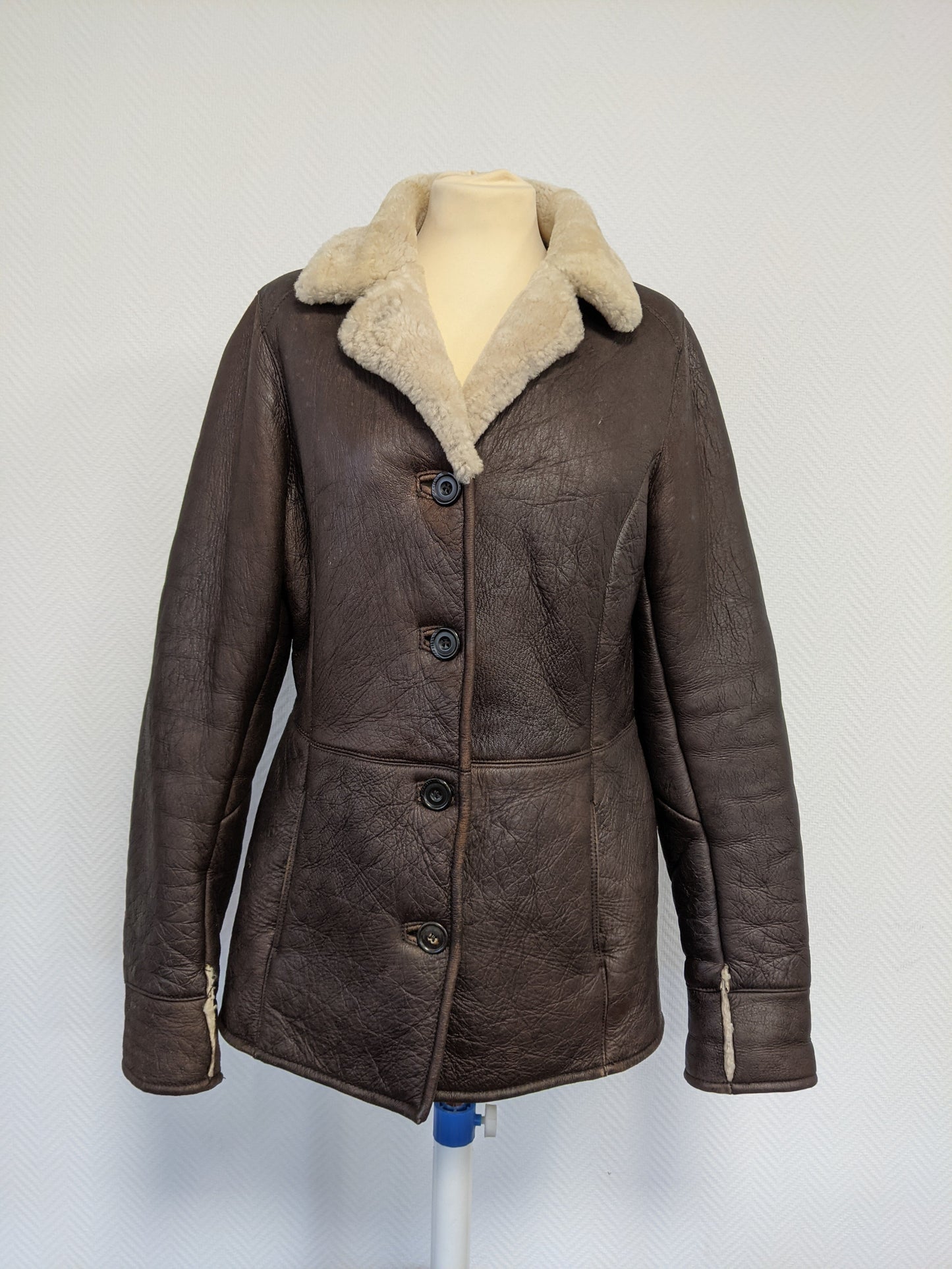 Front view of the vintage lambskin jacket