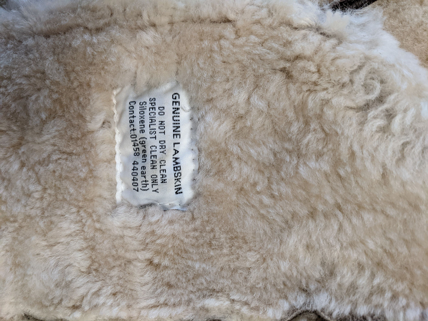 Close-up of the material label