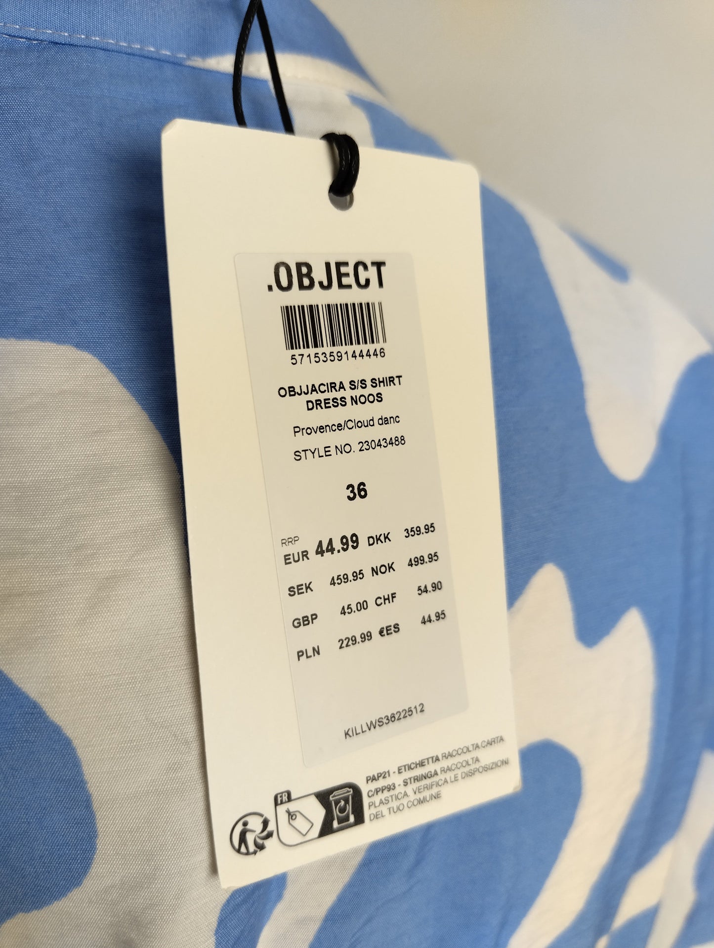 Close-up of dress label