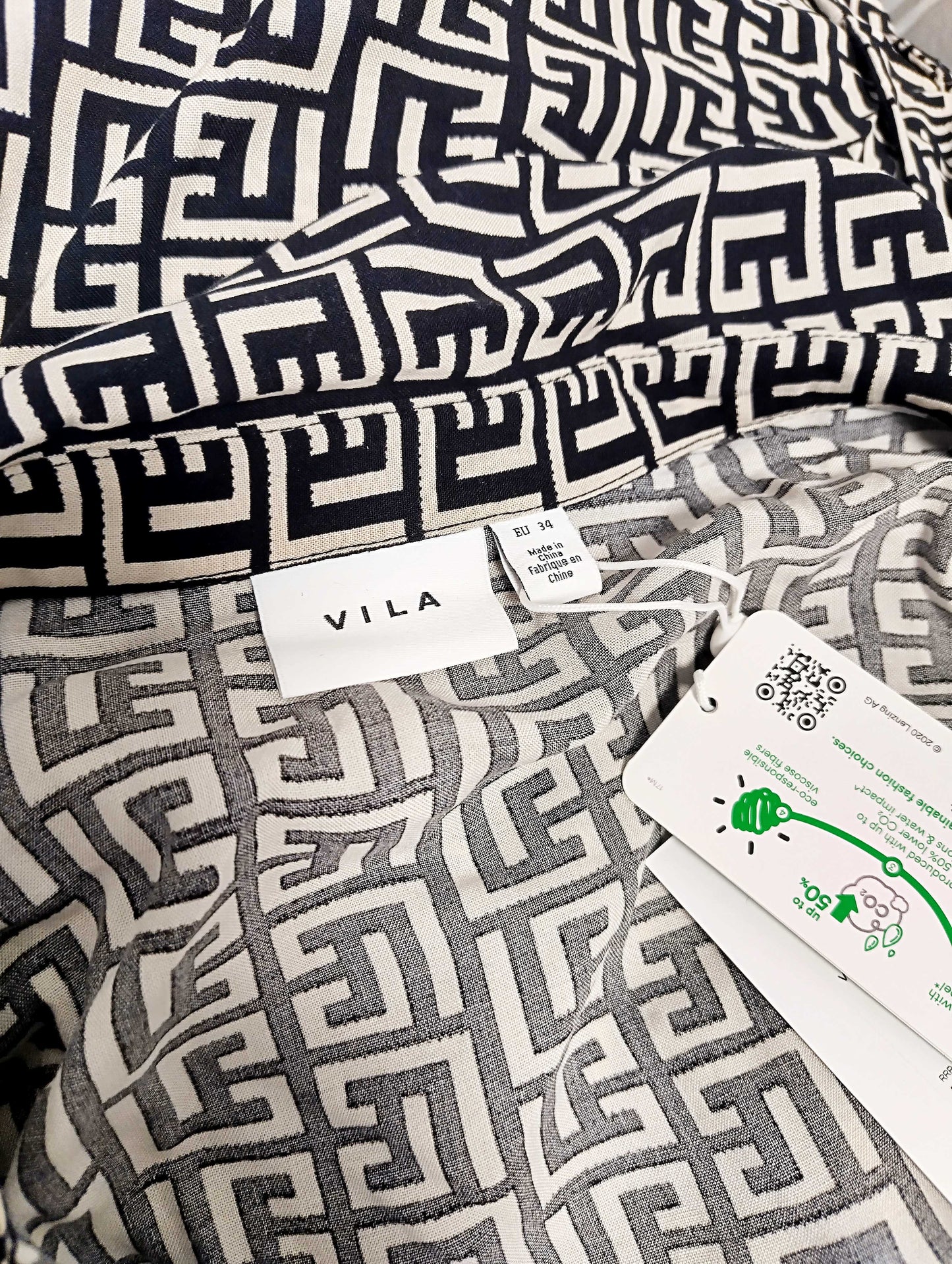 Vila Vibana Black Graphic Wrap Dress
