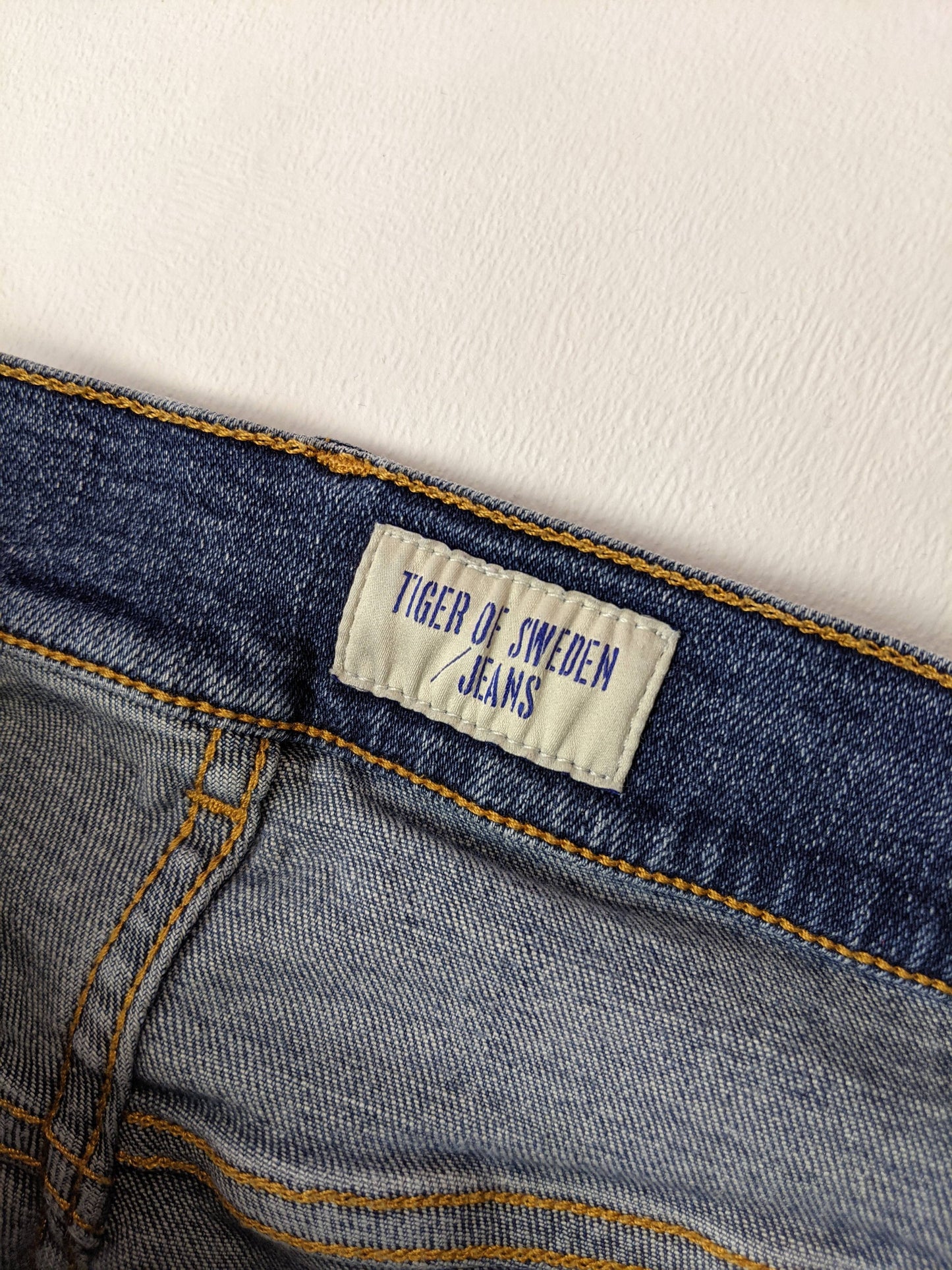 Close-up of Tiger of Sweden jeans label