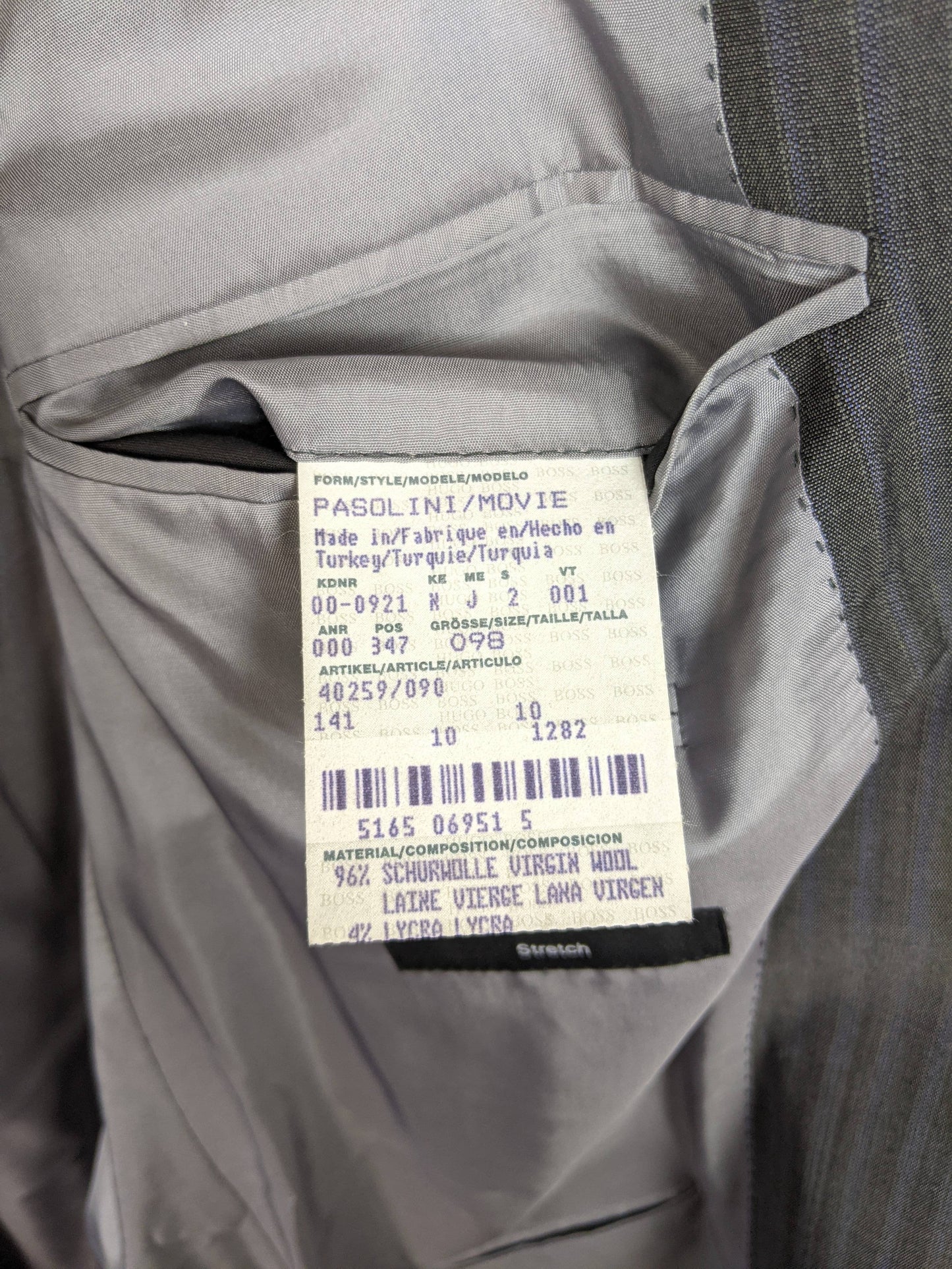 Material tag showing 96% Virgin Wool