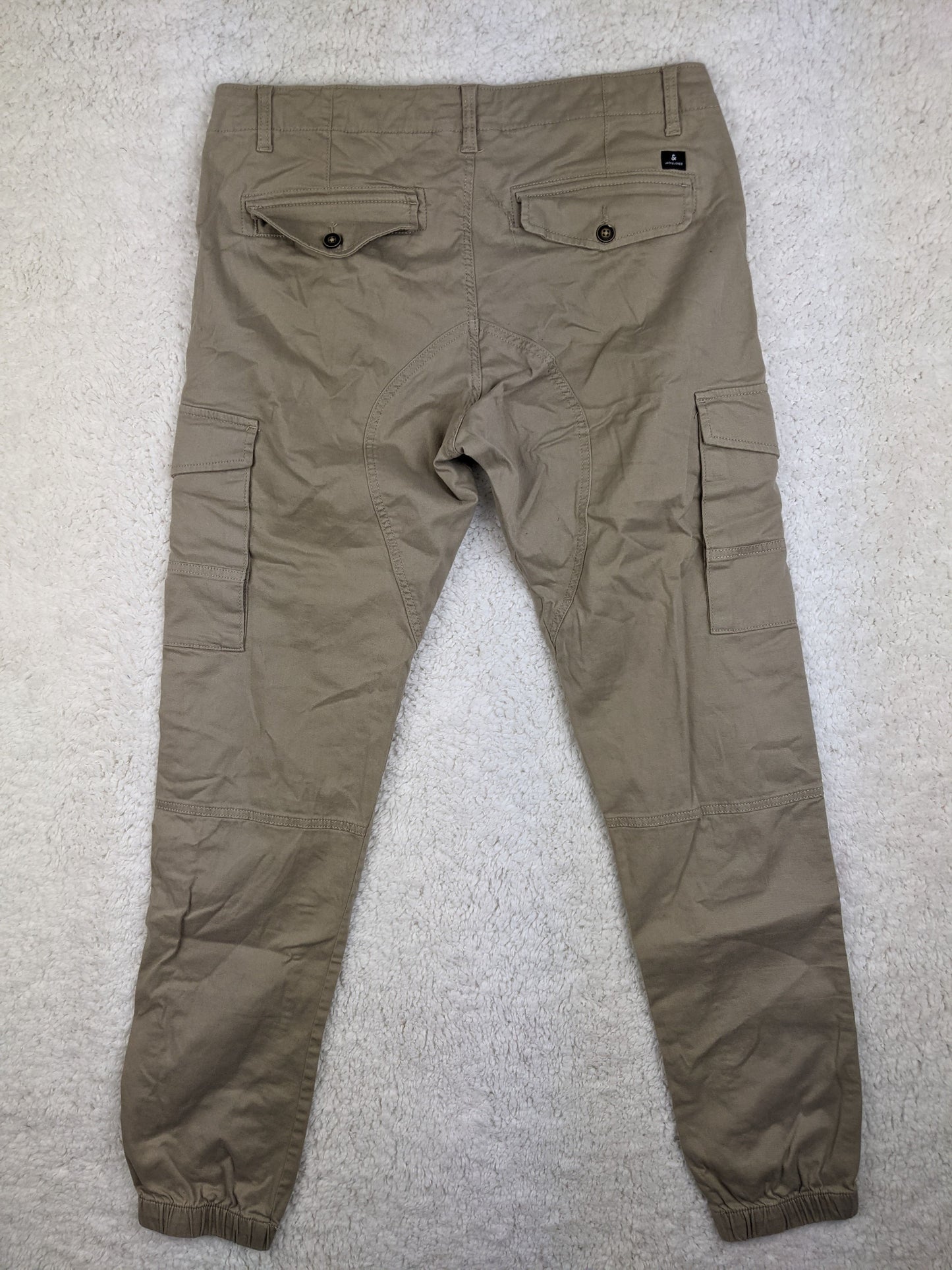 Back view of Jack & Jones khaki cargo pants