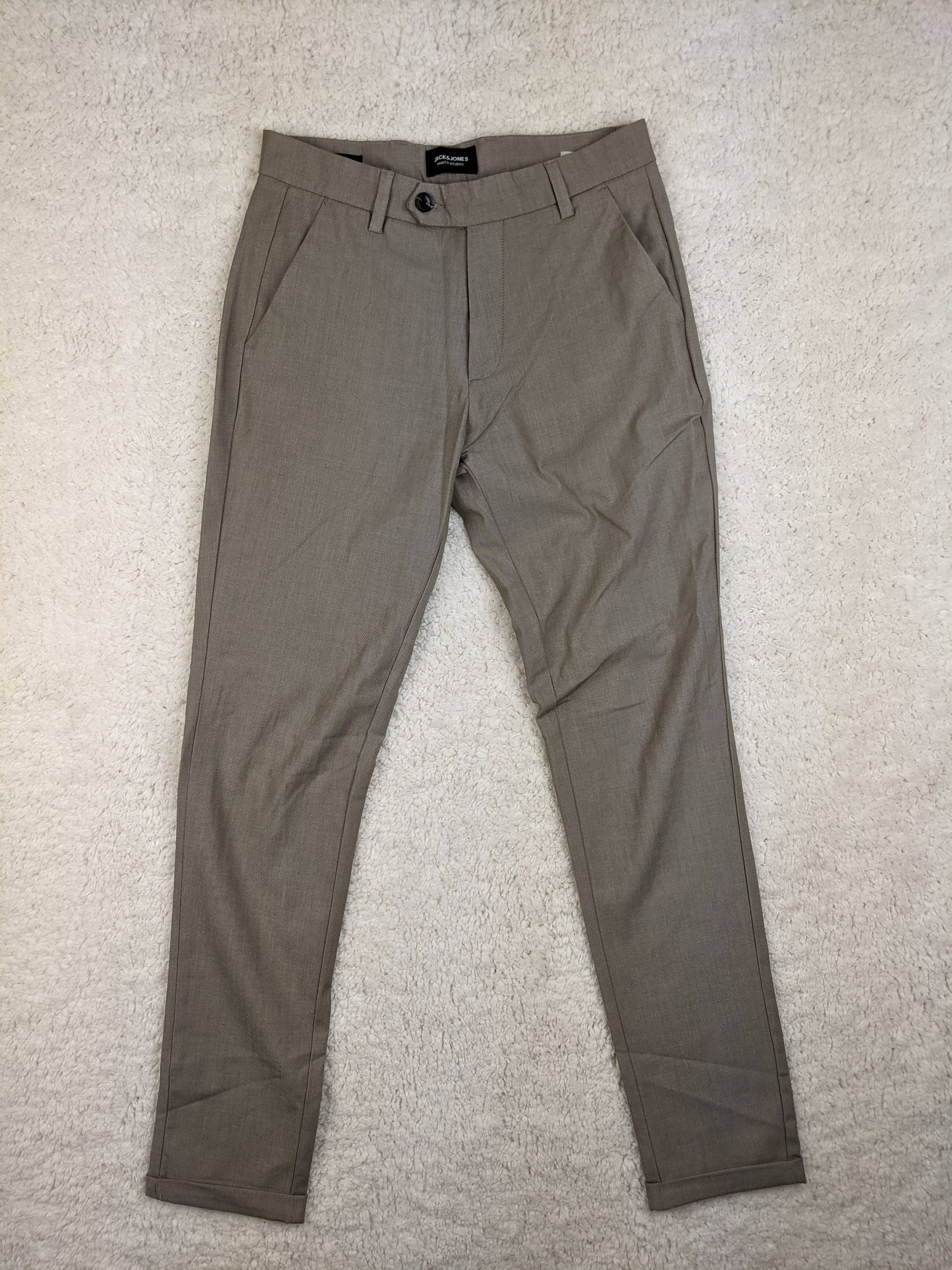Front view of Jack & Jones grey trousers