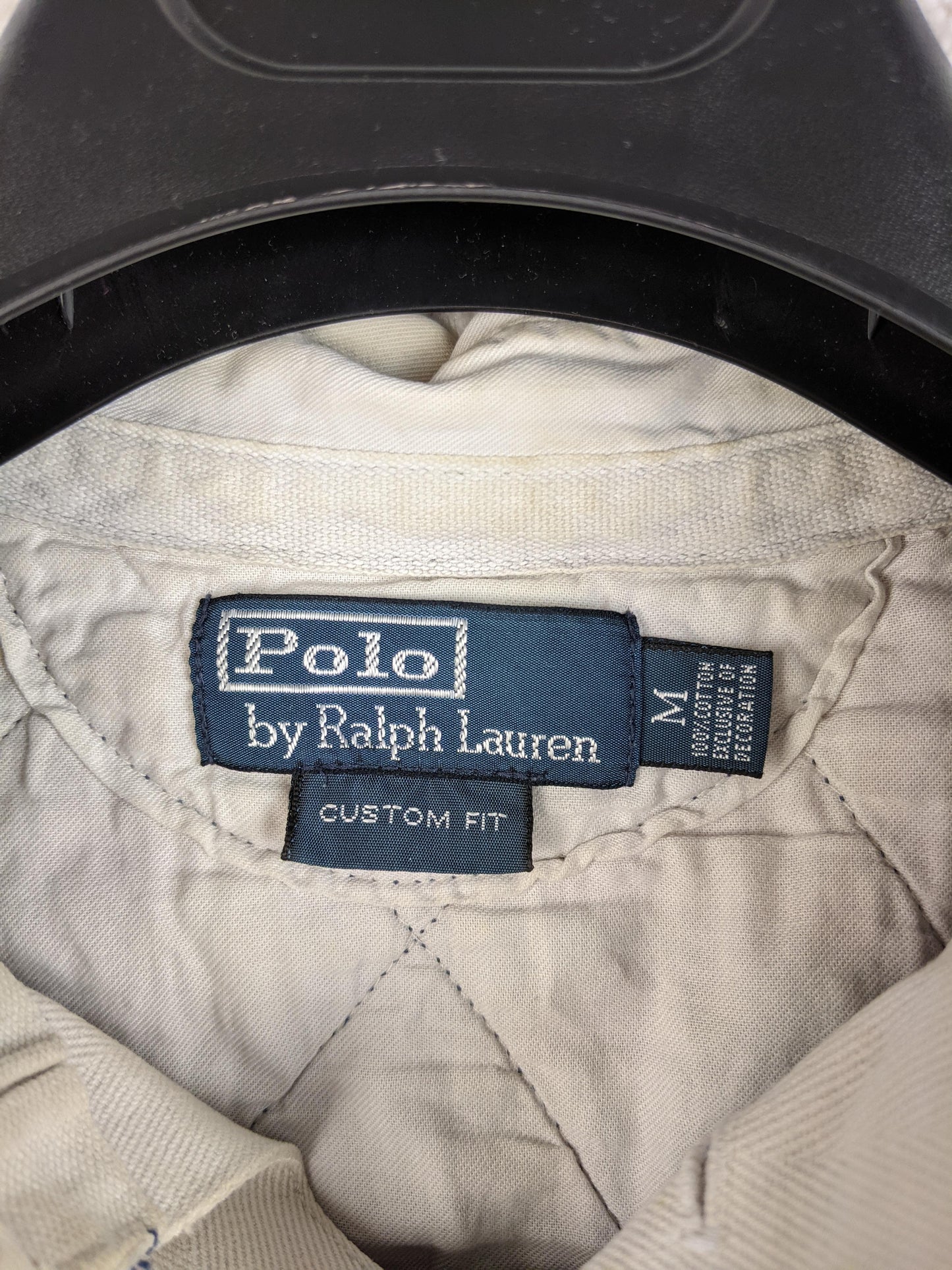 Label of Ralph Lauren striped rugby shirt
