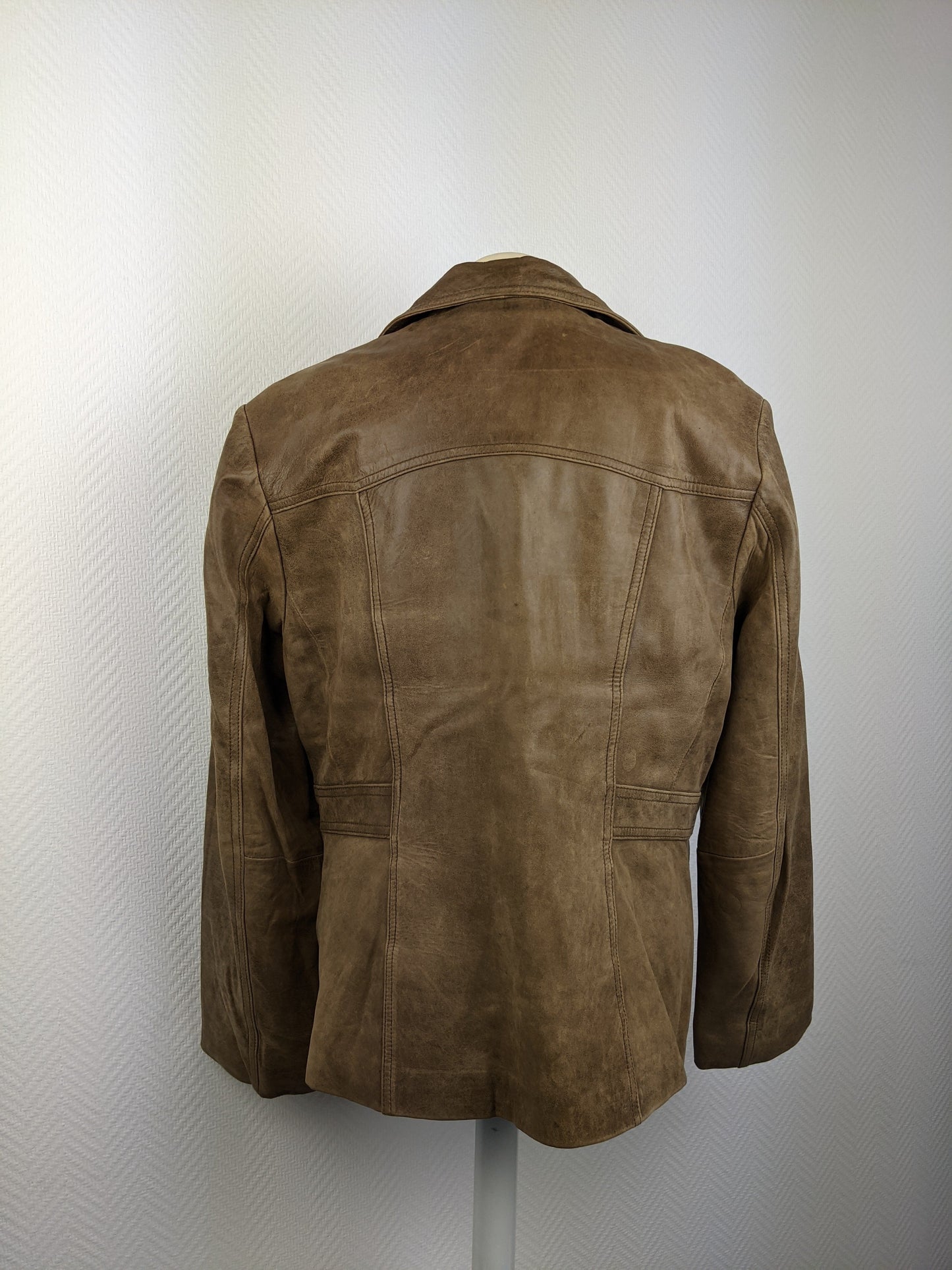 Back view of Arma brown lamb leather jacket