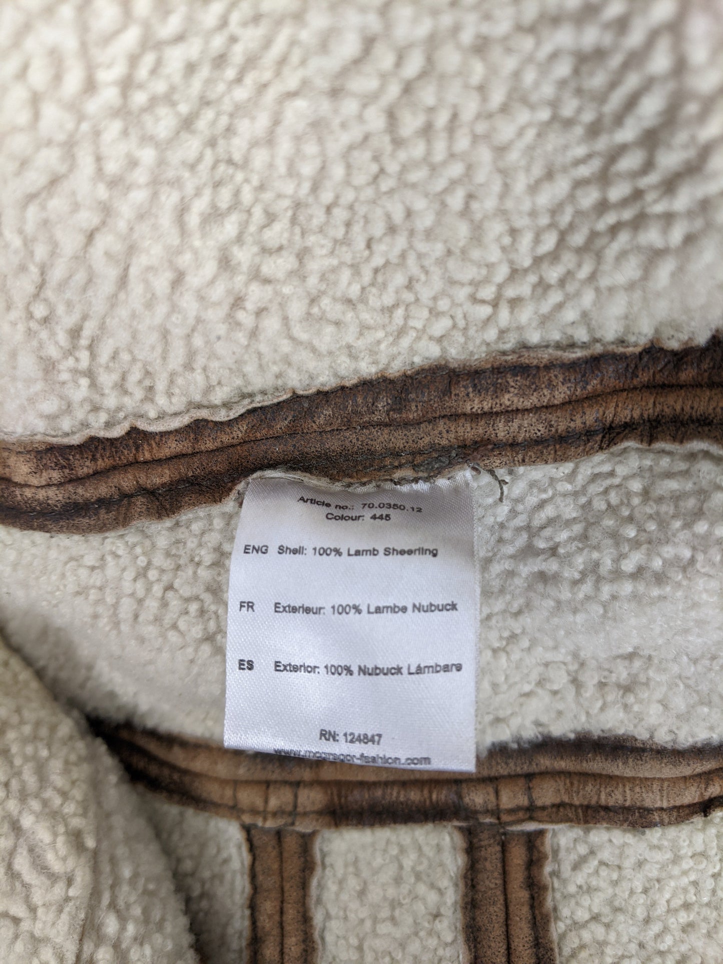 Close-up of material tag