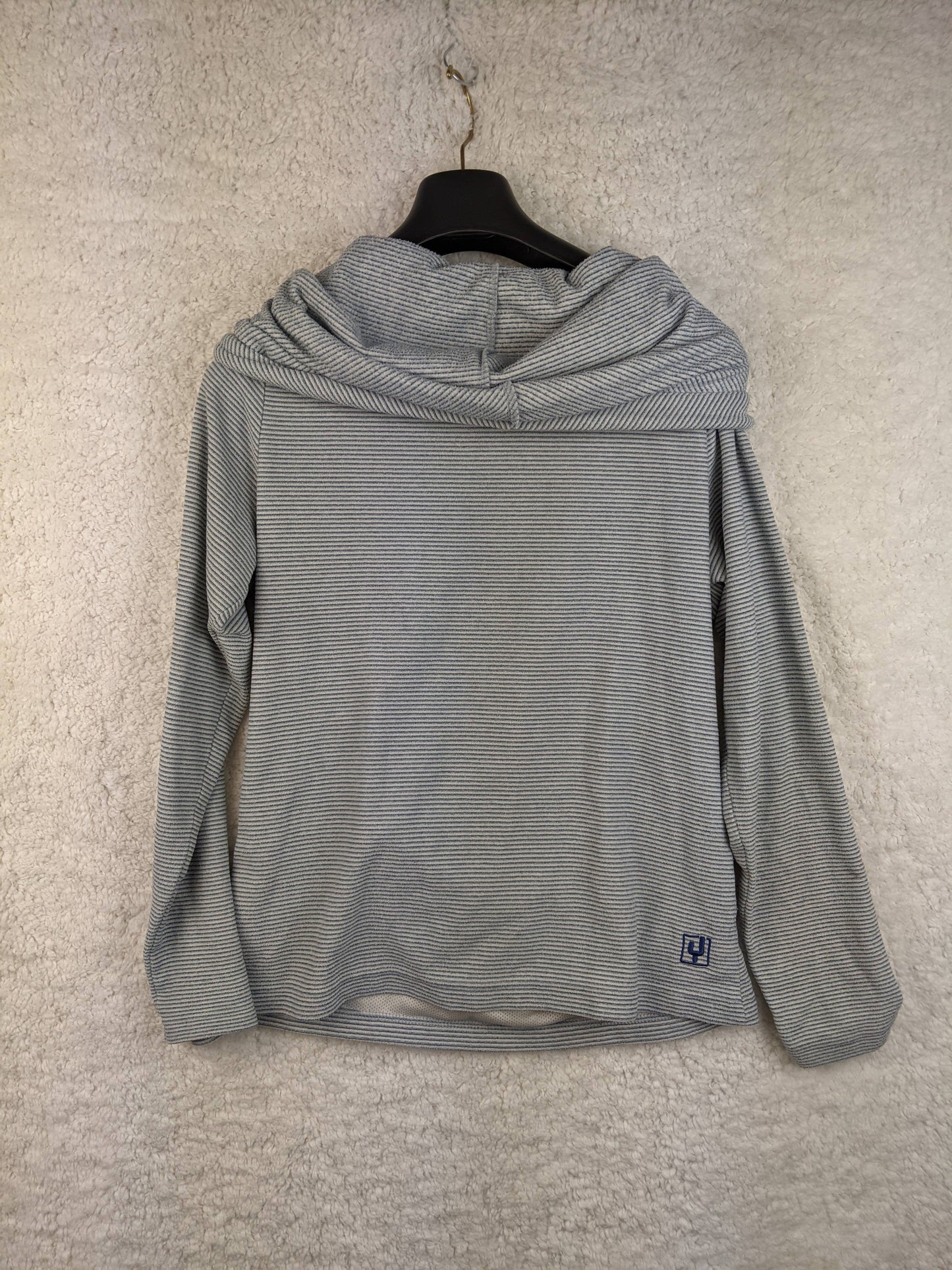 Back view of Ayacucho blue striped hoodie