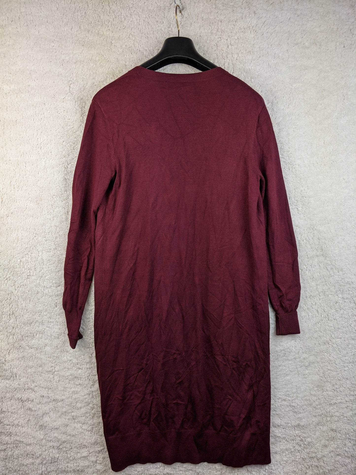 Back view of Norah burgundy long cardigan