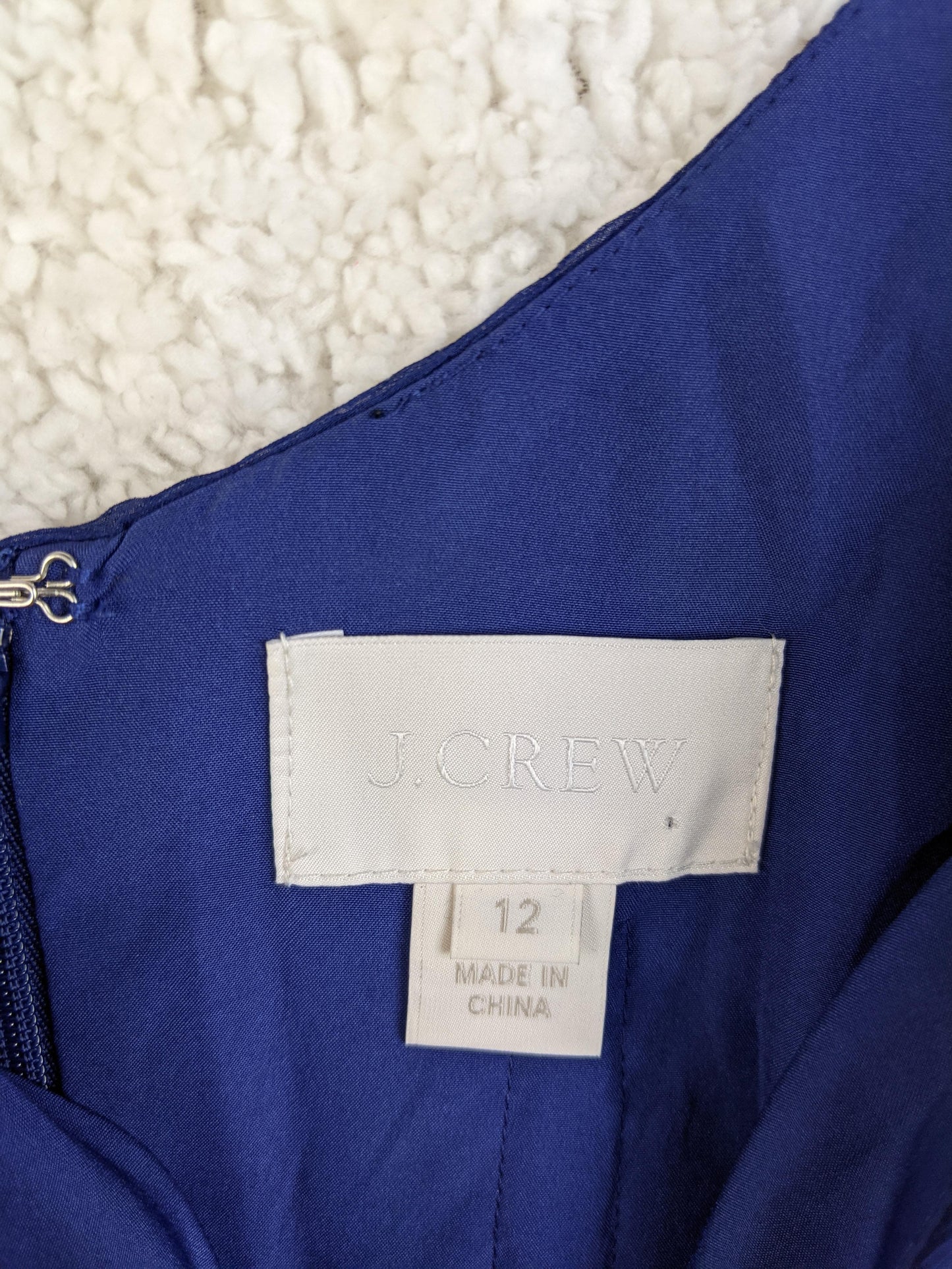 Close-up of J.Crew label showing size 12
