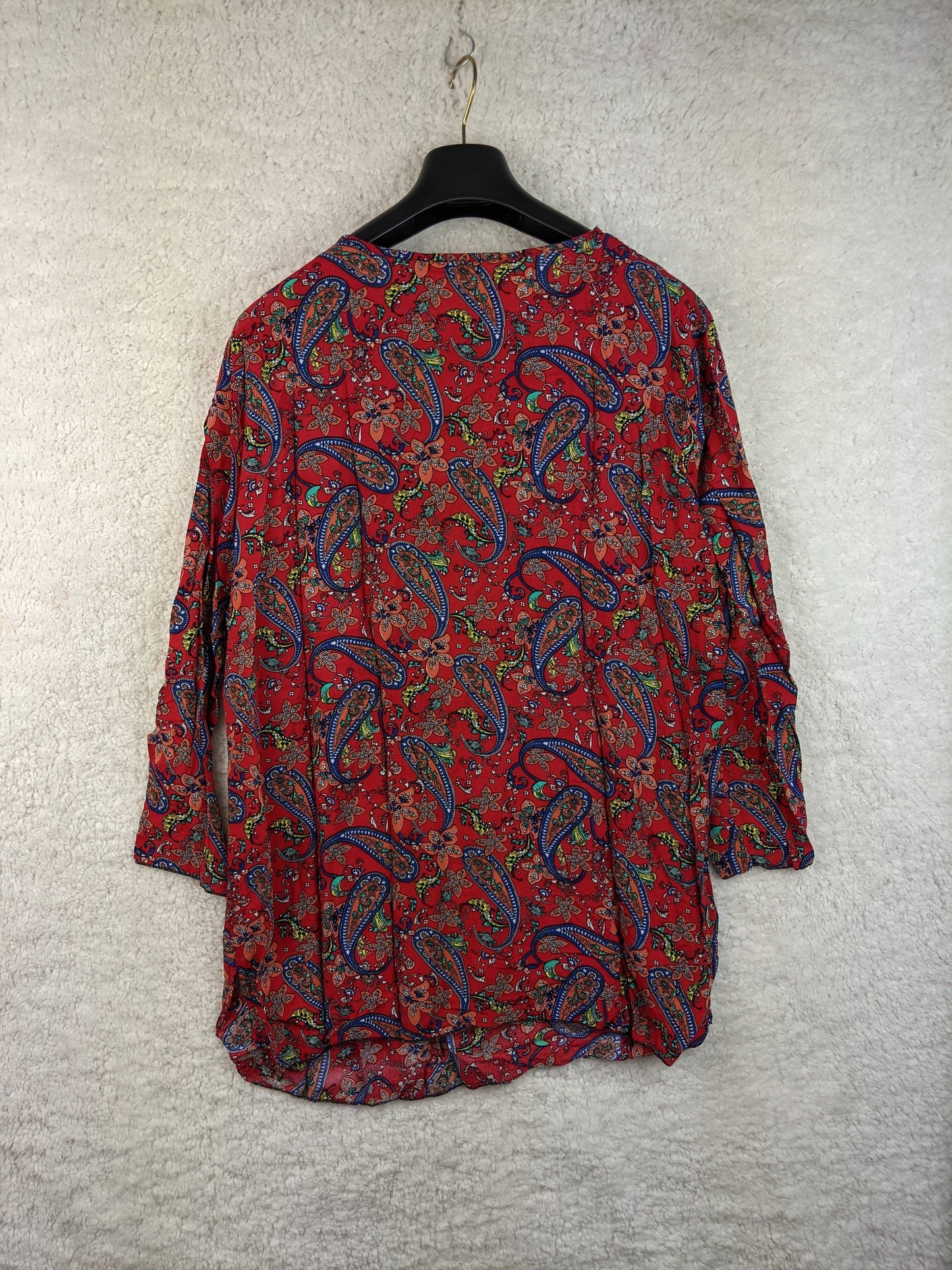 Back view of Meggie vibrant paisley print blouse