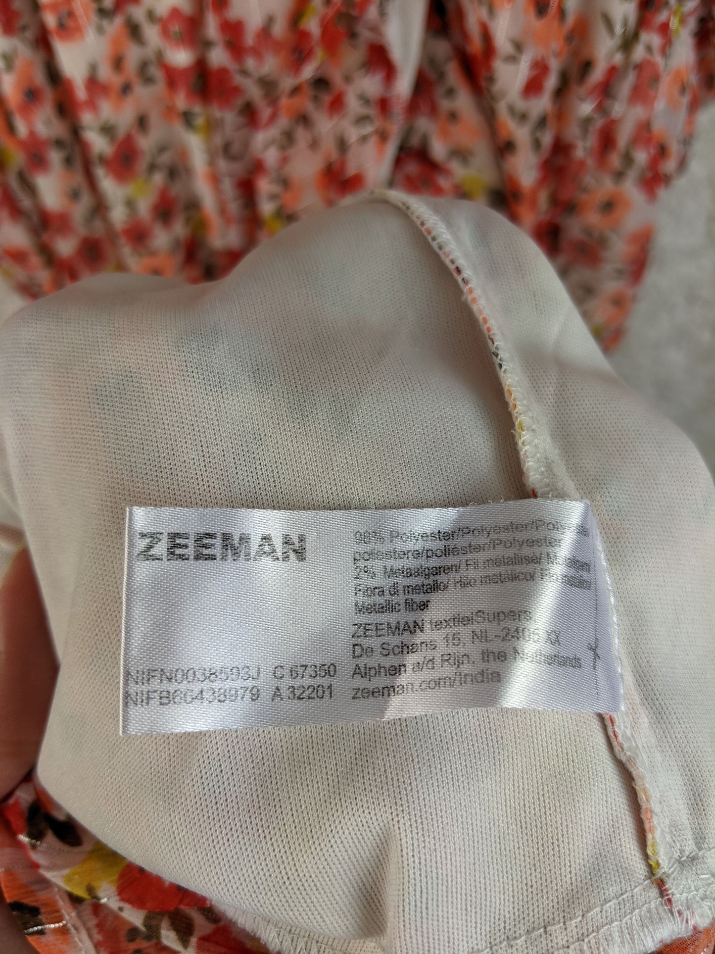Brand label of Zeeman dress