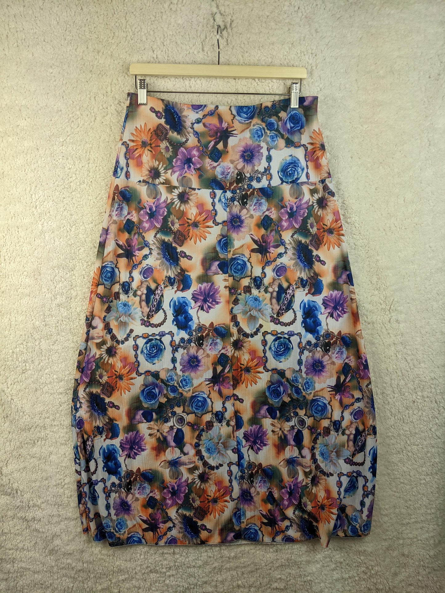 Back view of floral maxi skirt