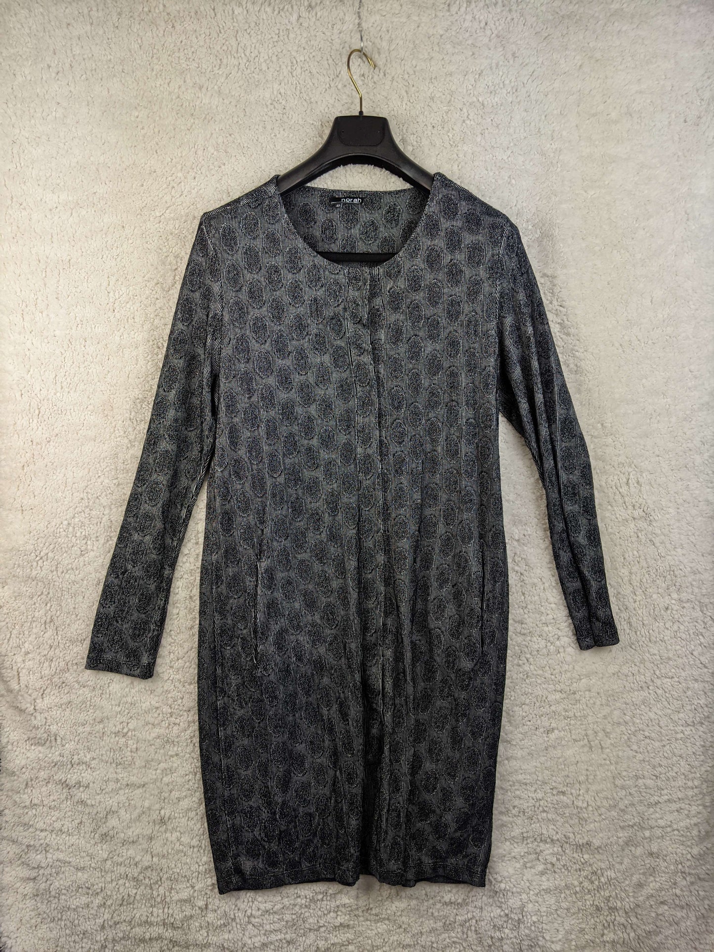 Front view of Norah patterned long sleeve dress