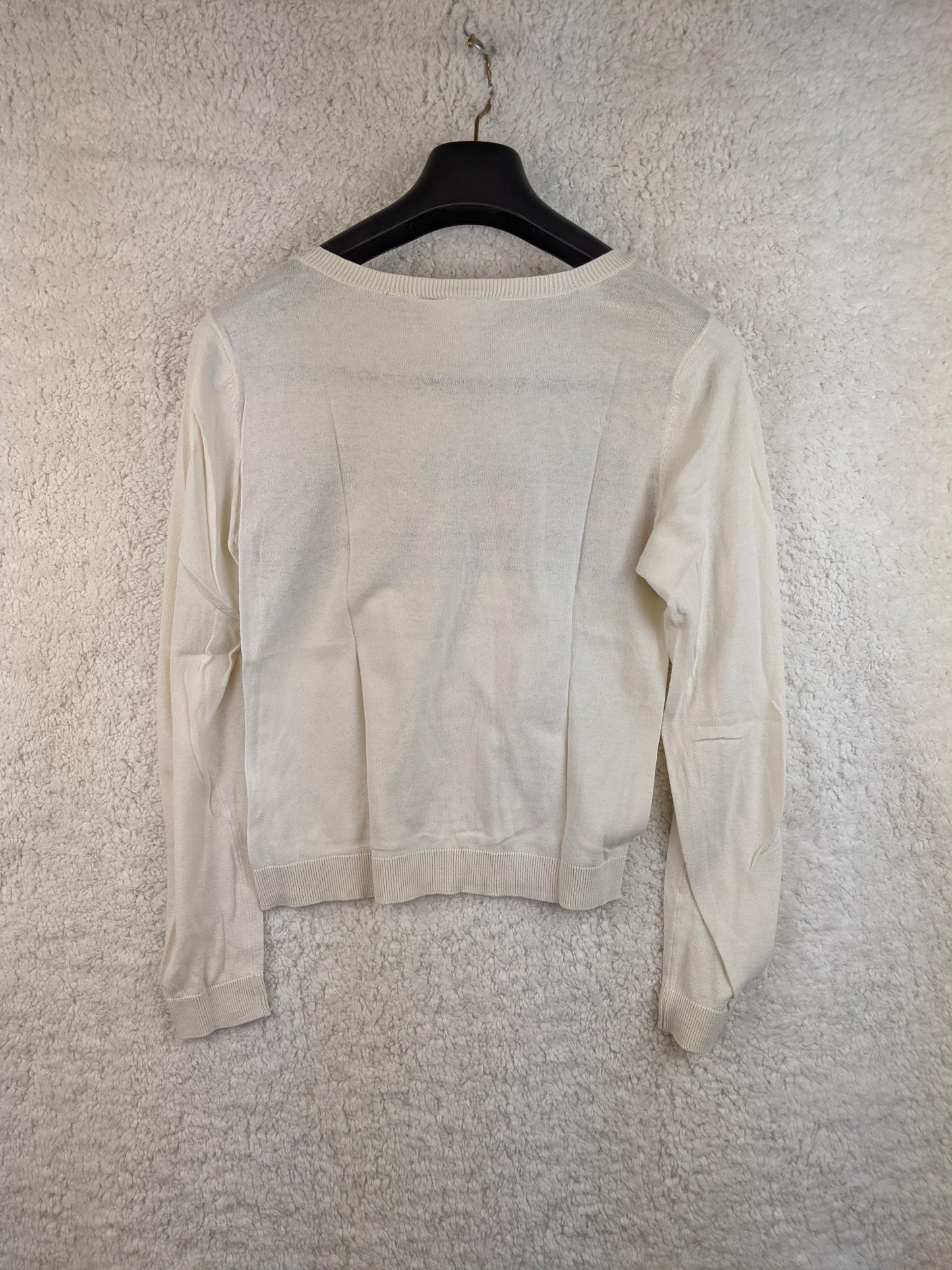 Back view of beige sweater