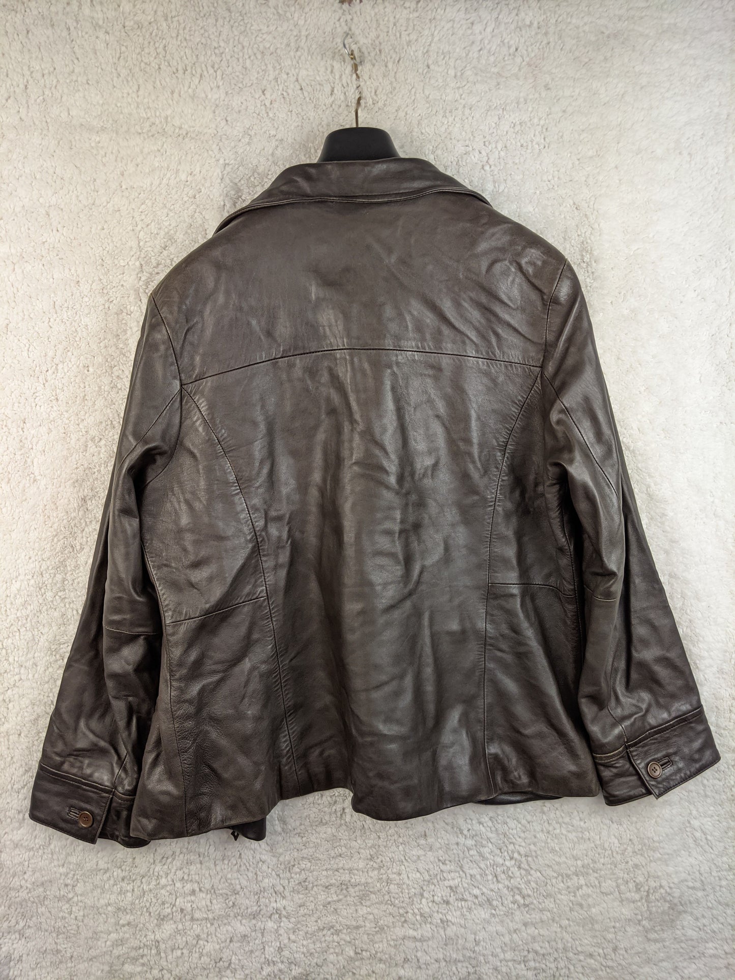 Back view of Arma vintage brown leather jacket