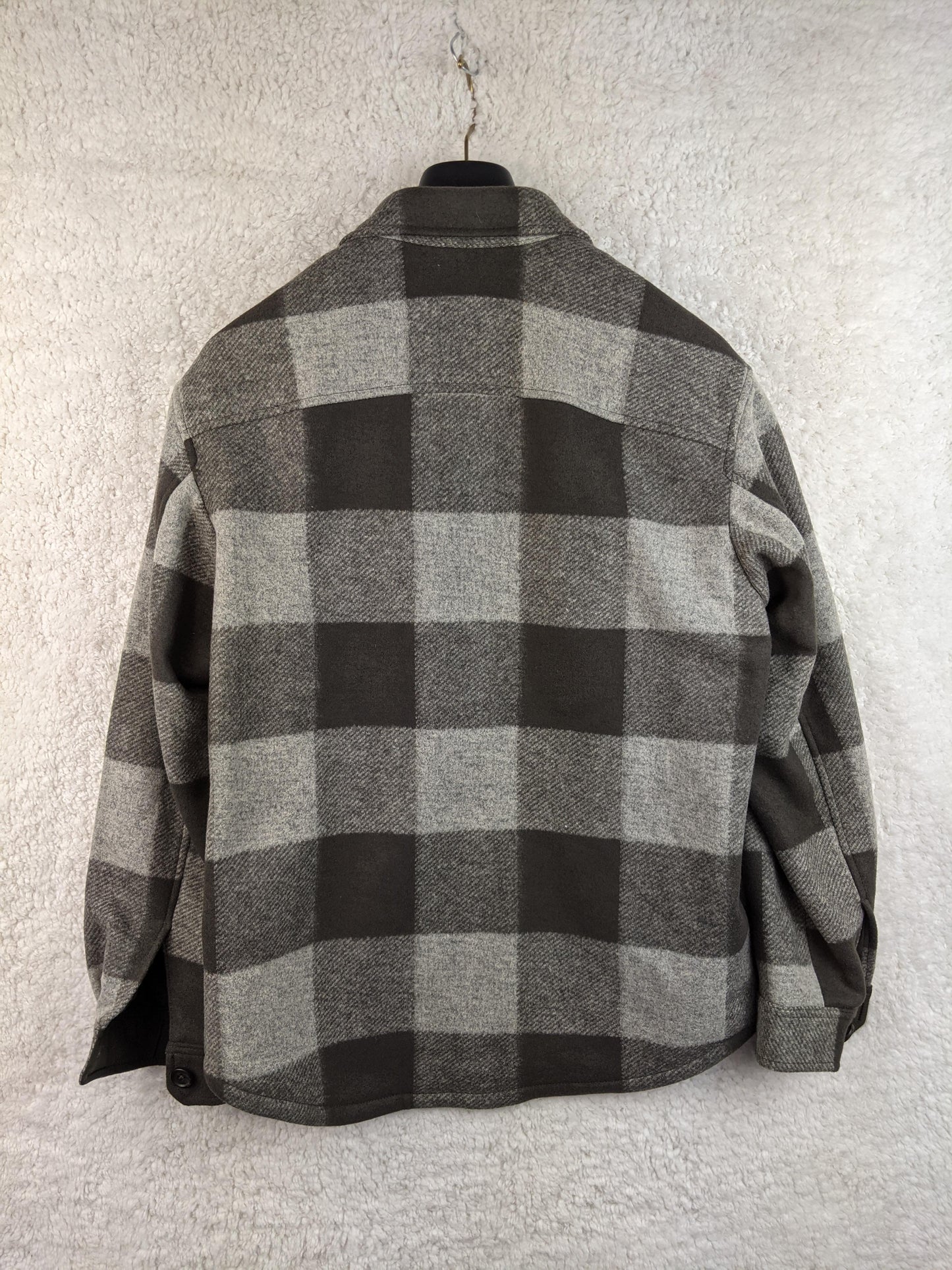 Back view of Uniqlo checkered overshirt