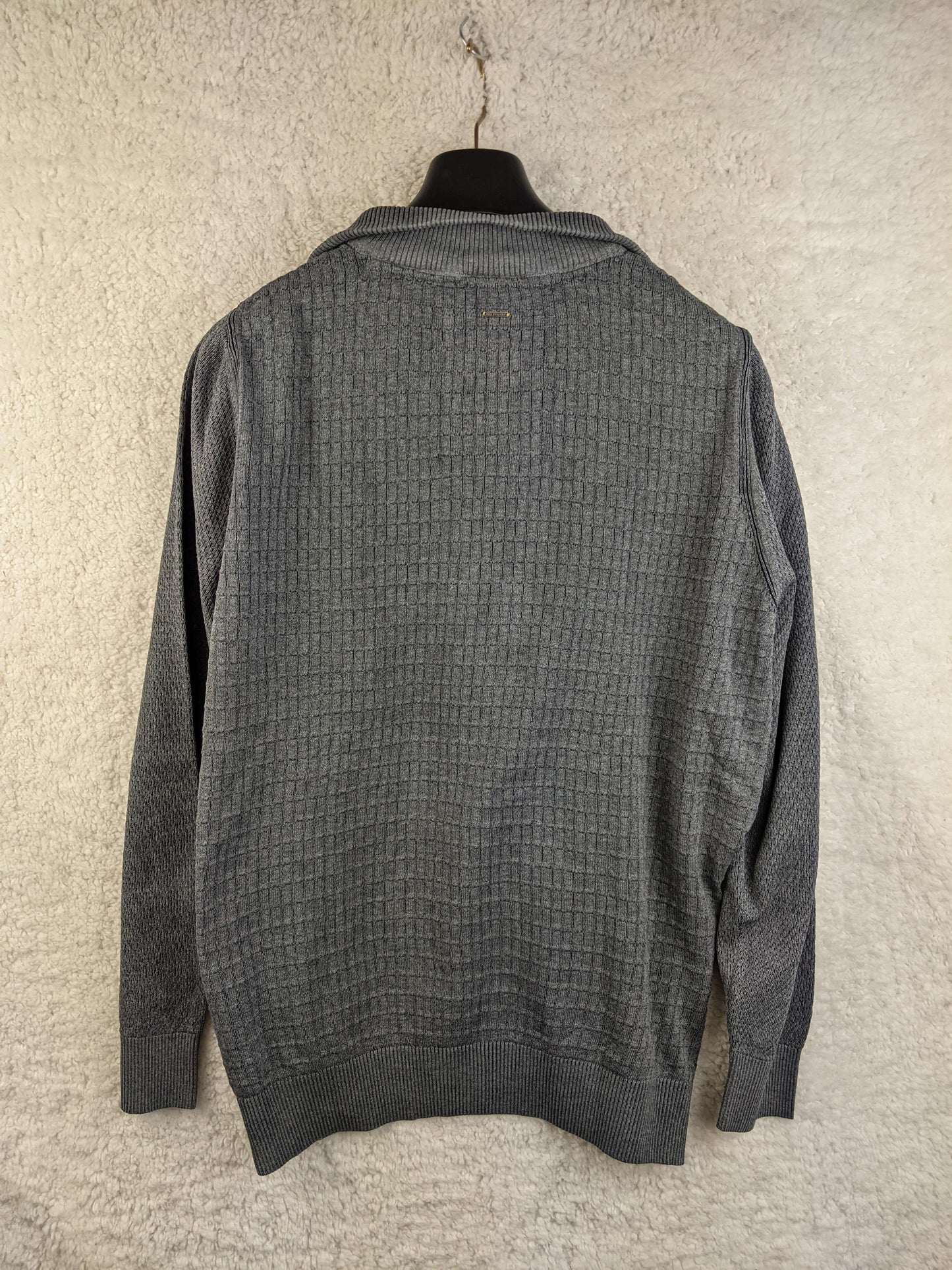 Back view of PME Legend grey ribbed knit sweater