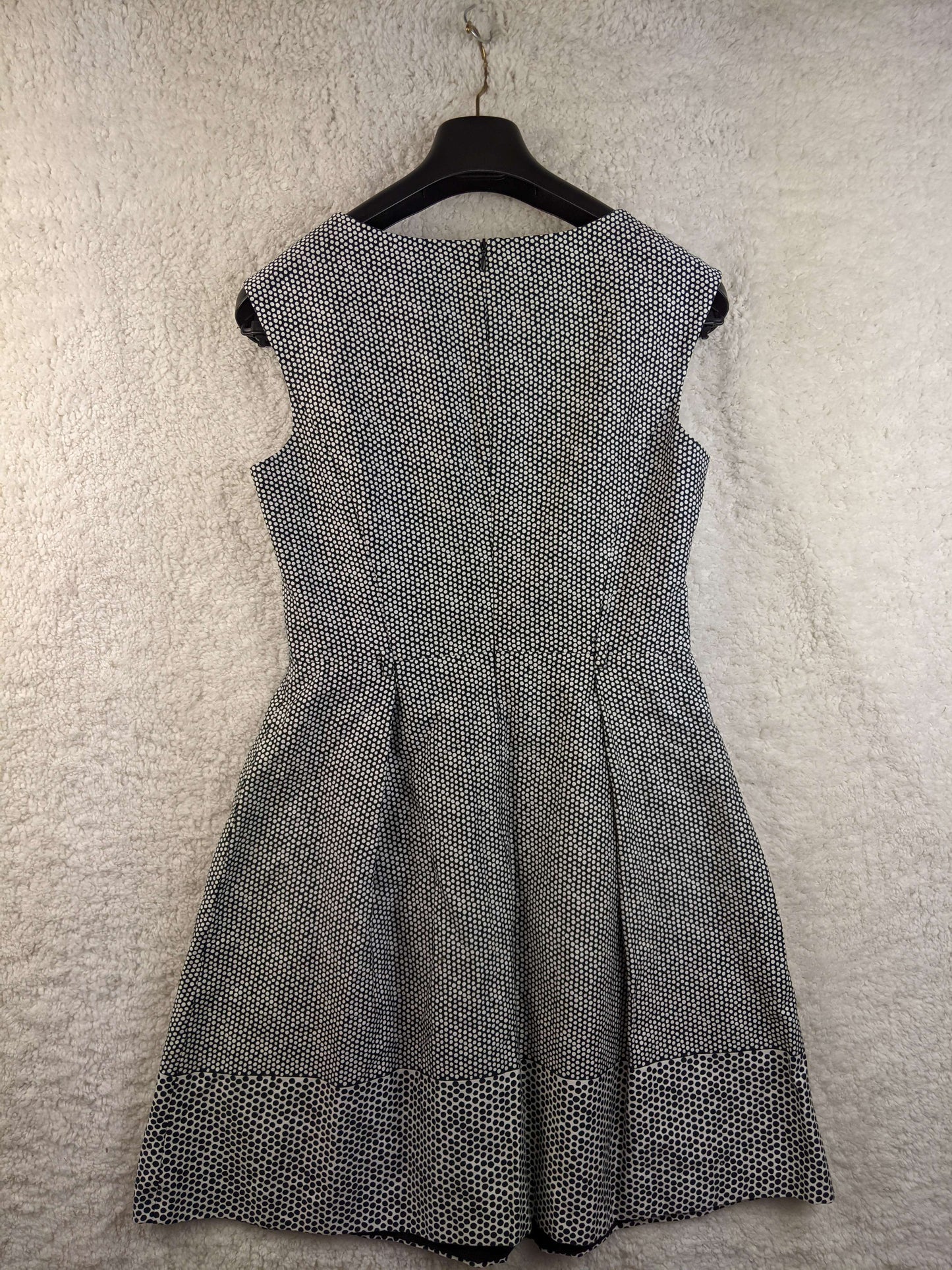Back view of Esprit black and white polka dot dress
