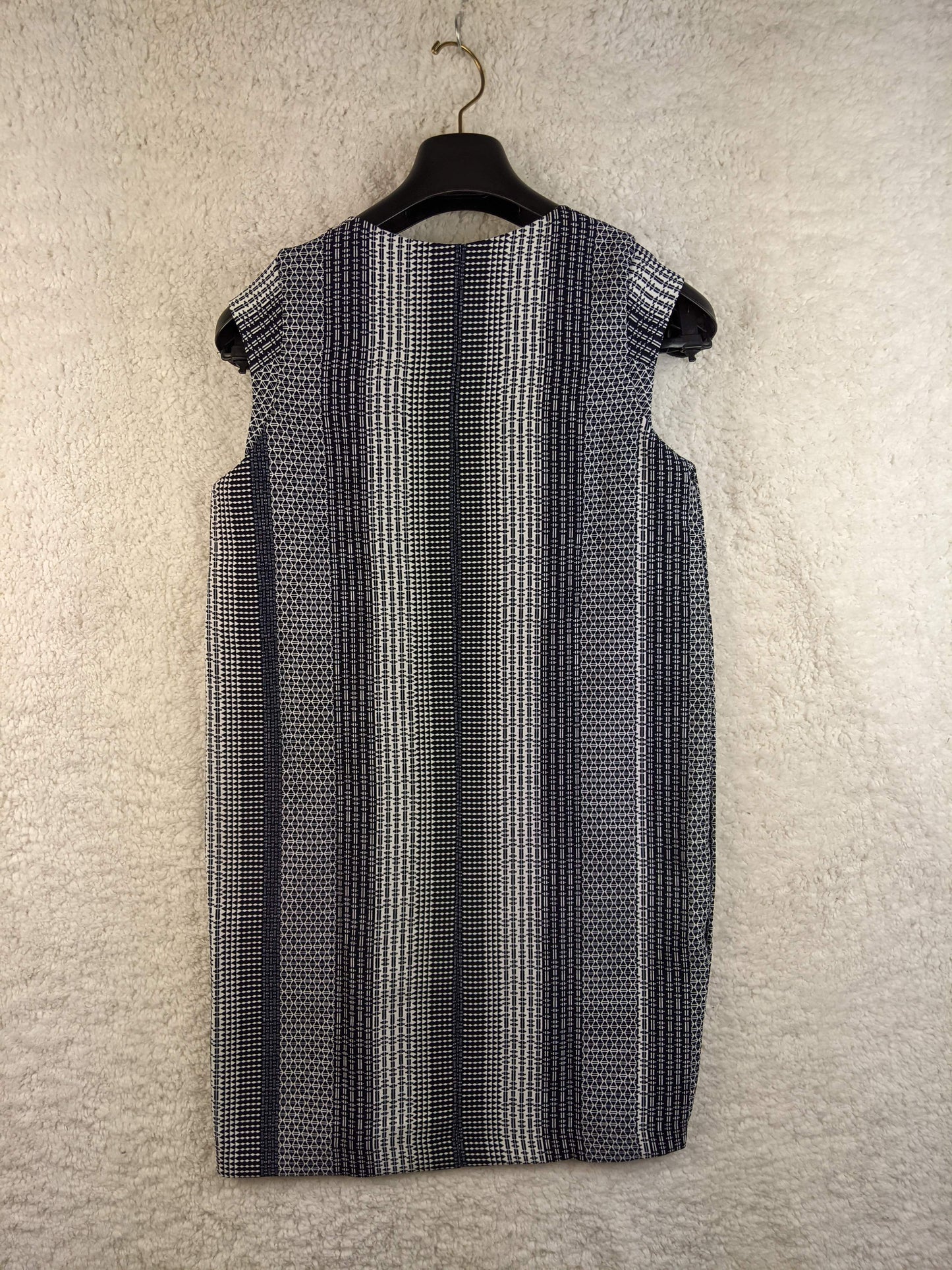Back view of Mango Basics navy striped sleeveless dress