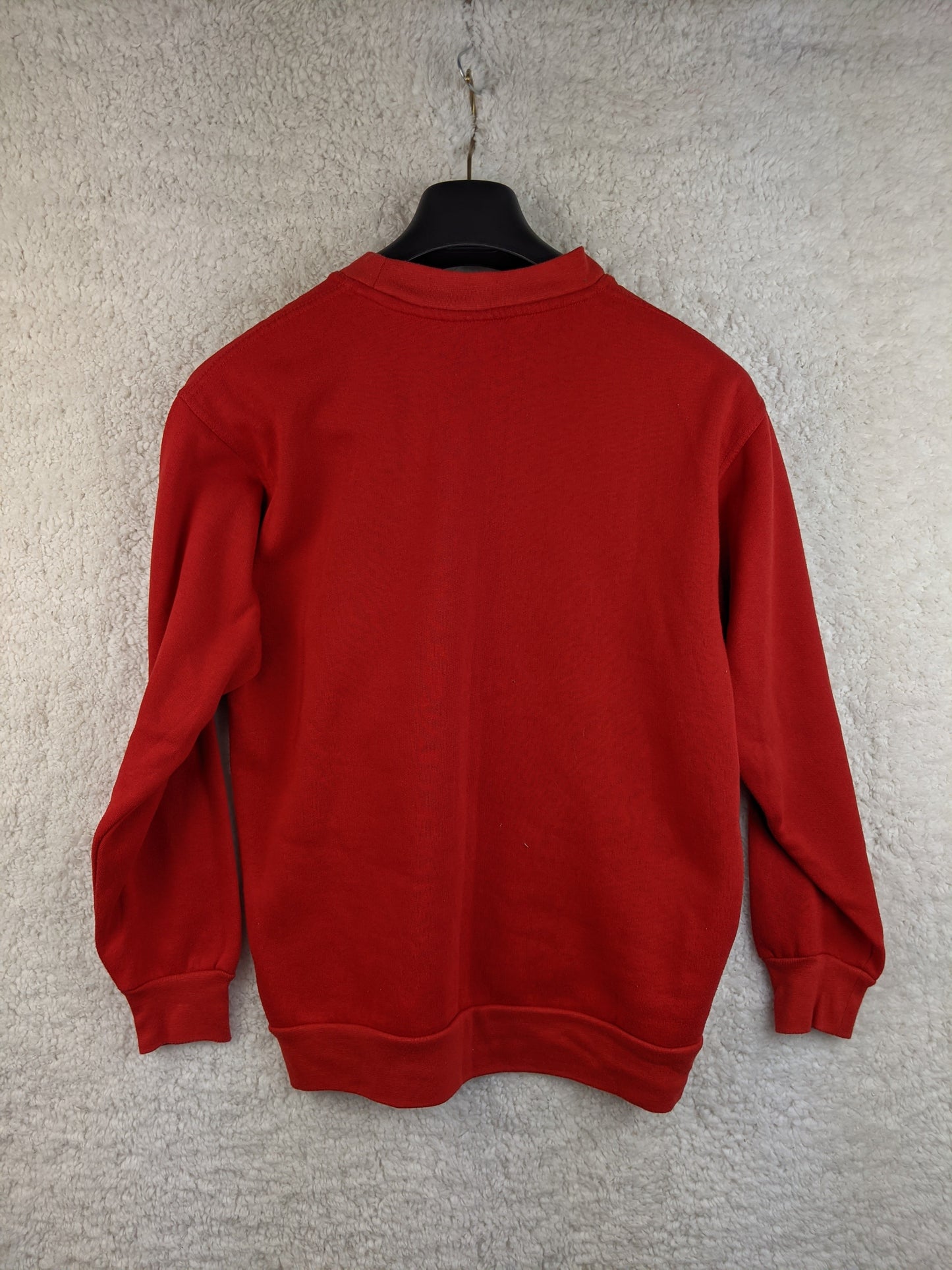 Back view of red sweater