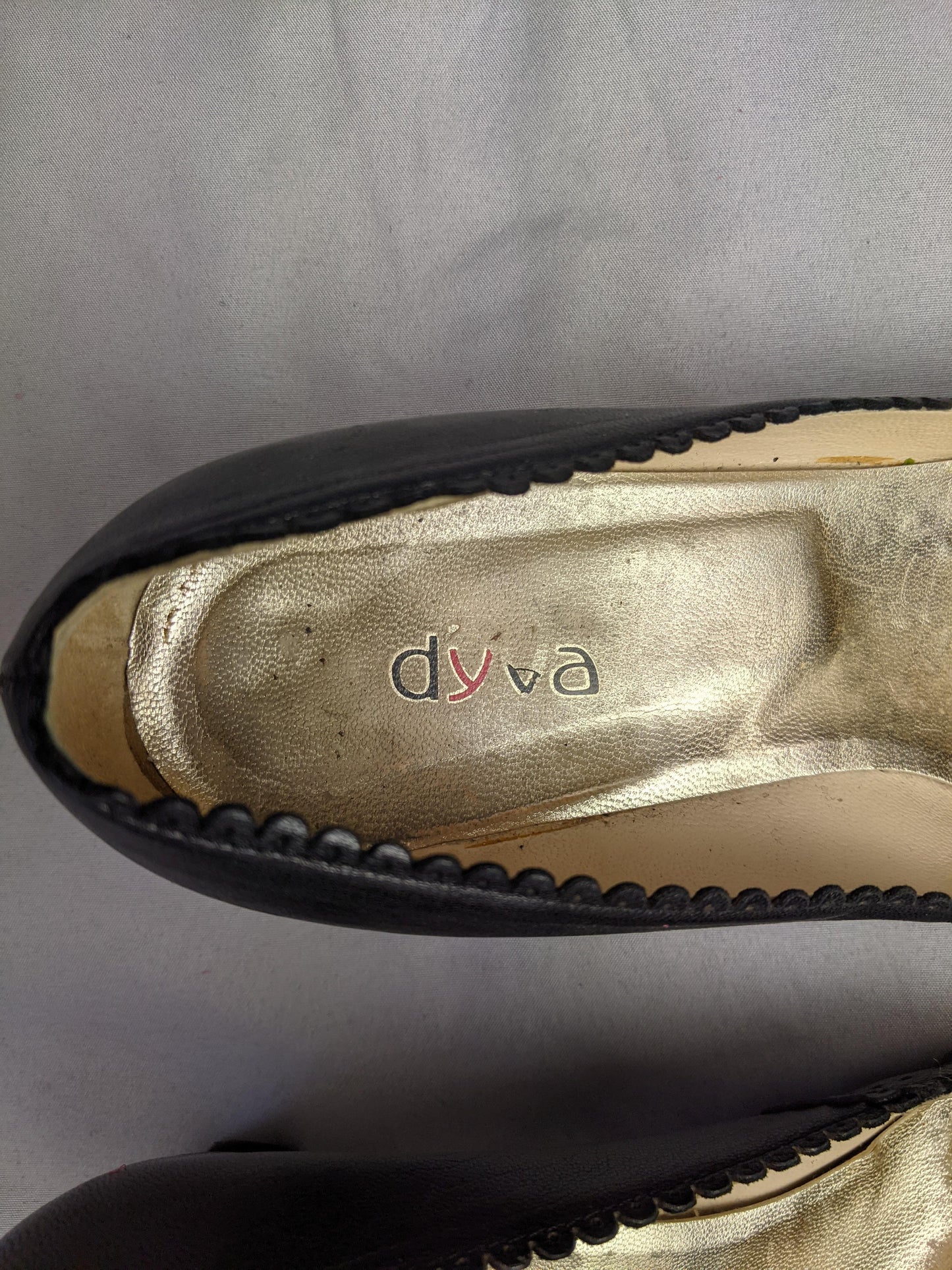 Close-up of Diva logo inside shoe