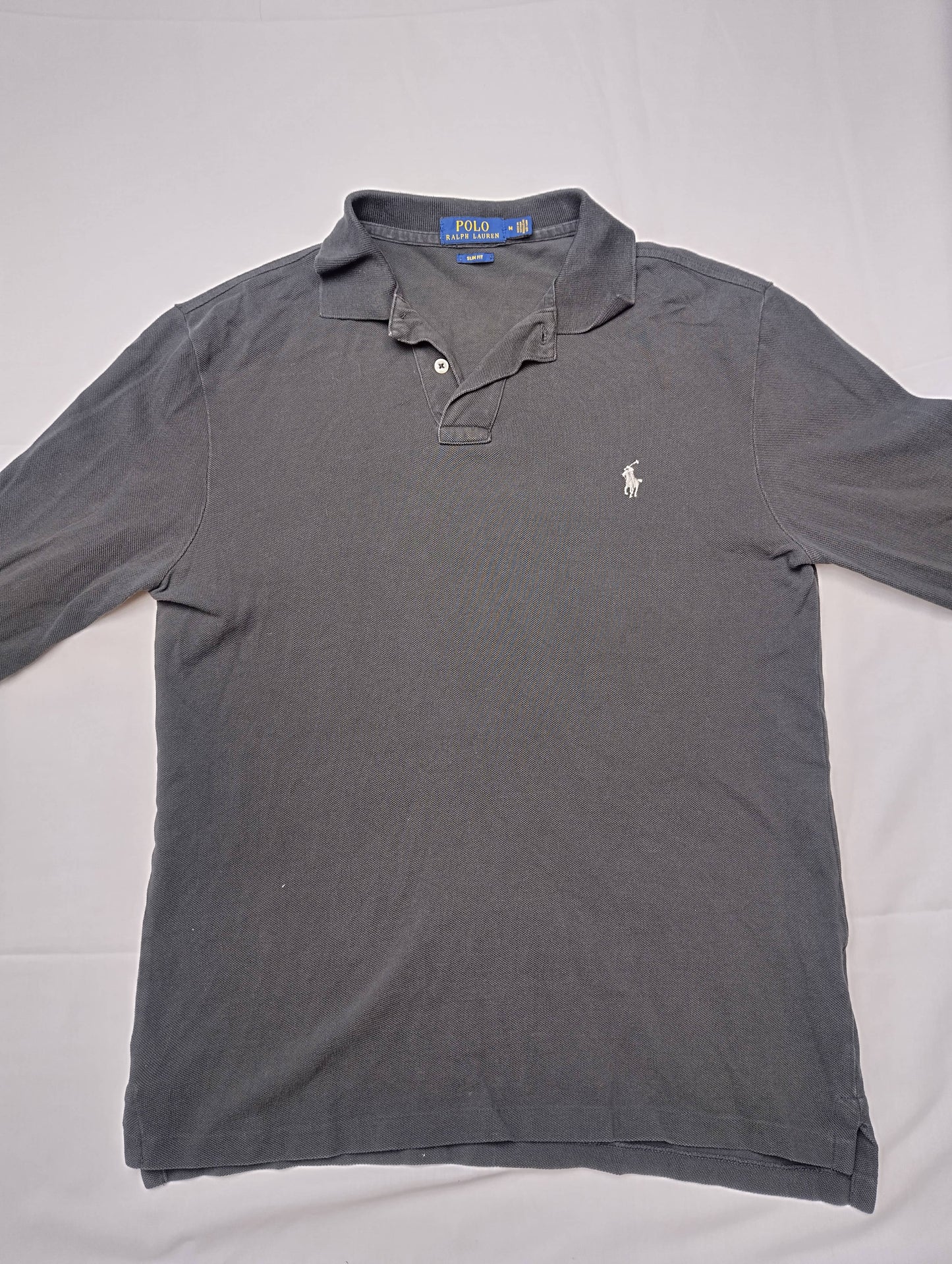 Dark gray Polo Ralph Lauren long sleeve shirt on a white background