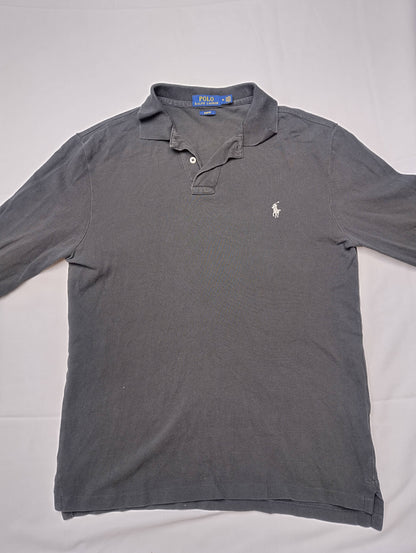 Dark gray Polo Ralph Lauren long sleeve shirt on a white background