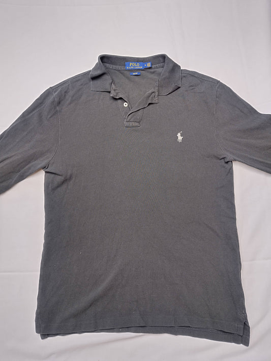 Dark gray Polo Ralph Lauren long sleeve shirt on a white background