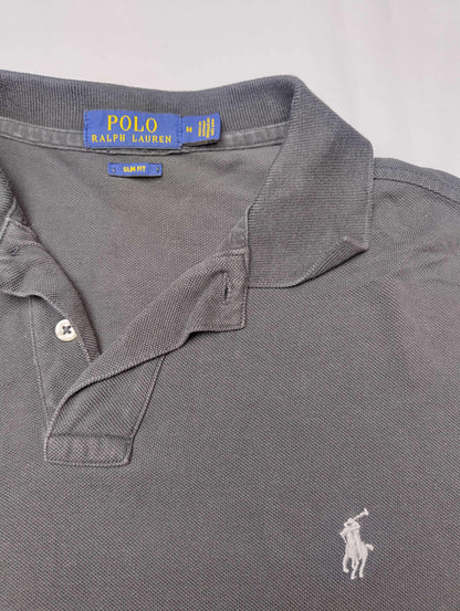 Close-up view of Polo Ralph Lauren label on the shirt