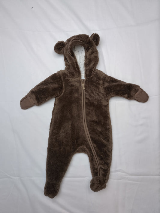 Front view of the brown bear onesie