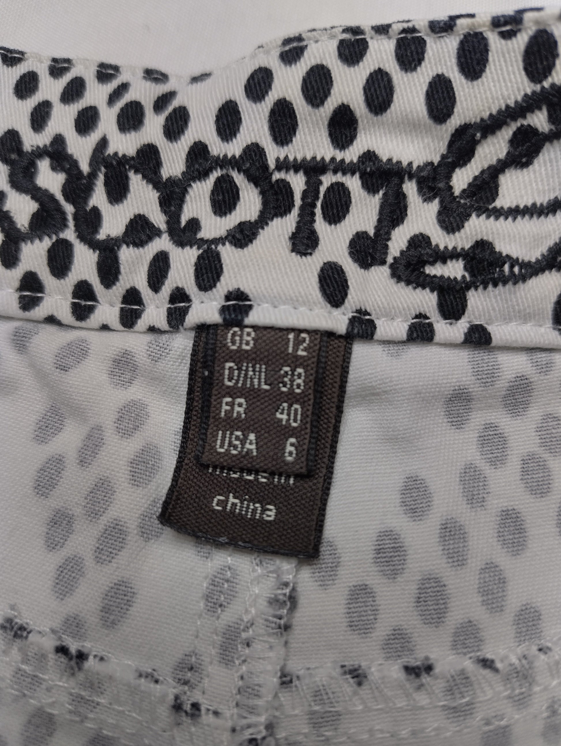Close-up of size tag and care instructions