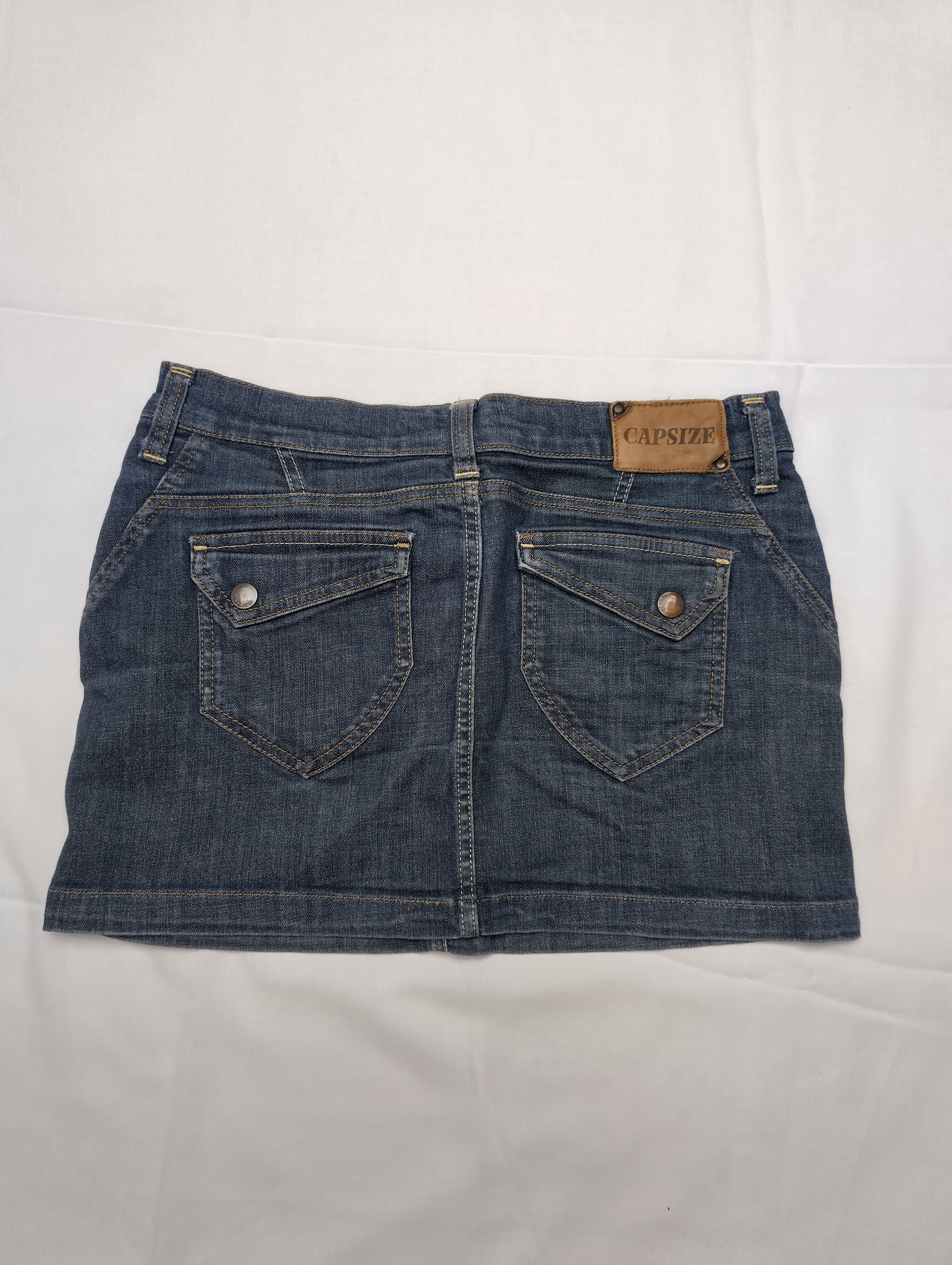 Denim skirt back view