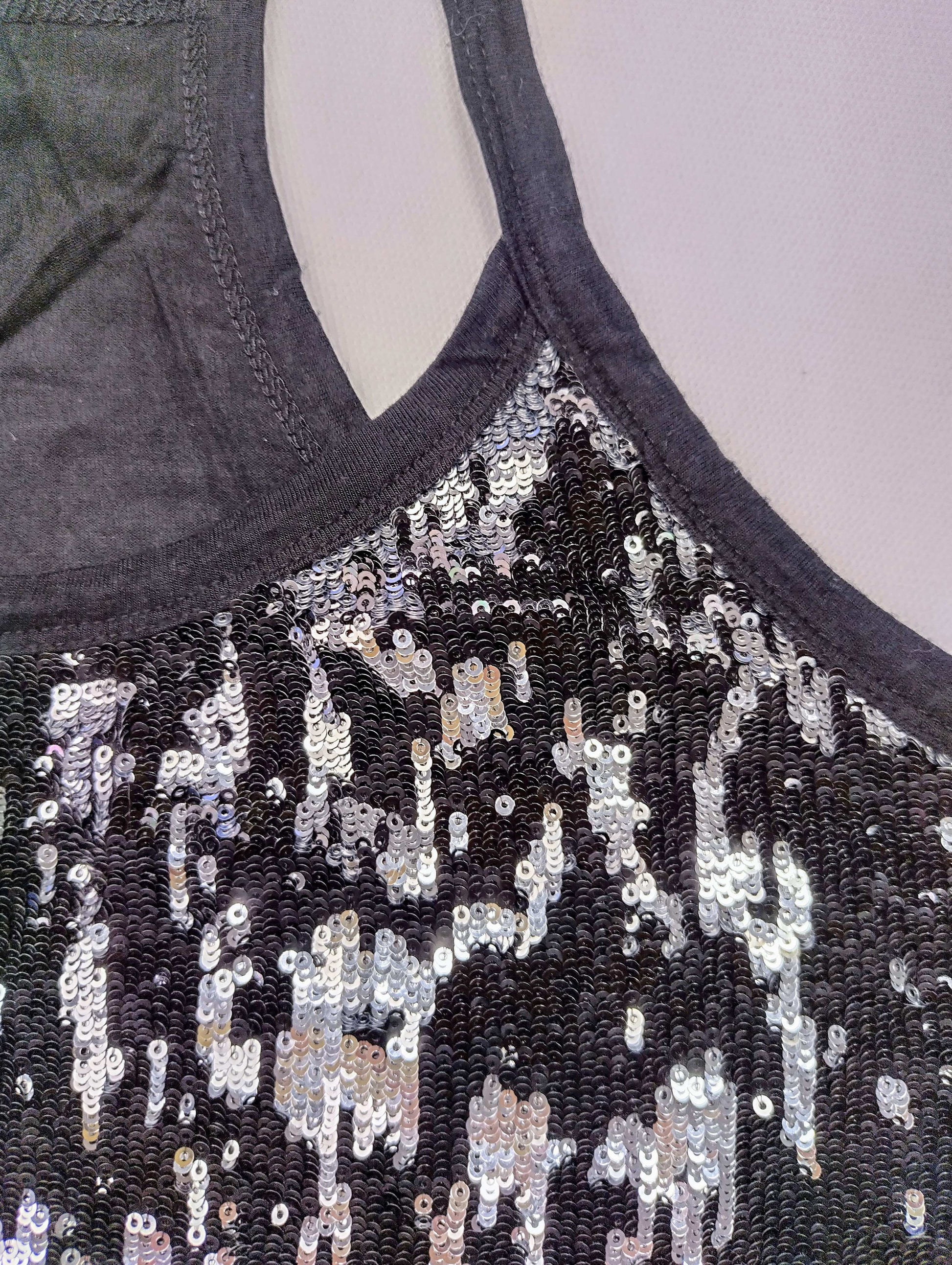 Detail view of the sequin tank top