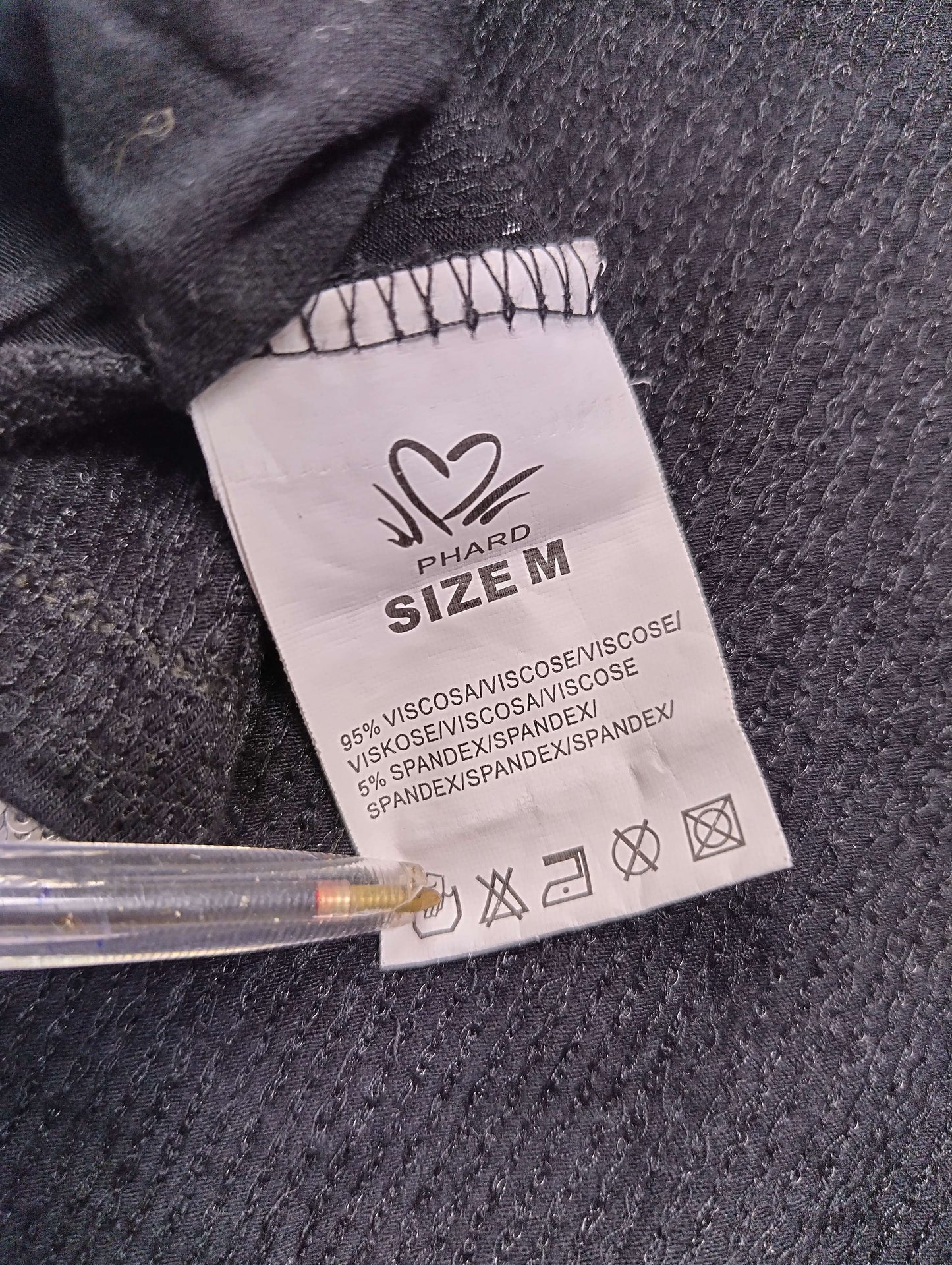Care label with size information