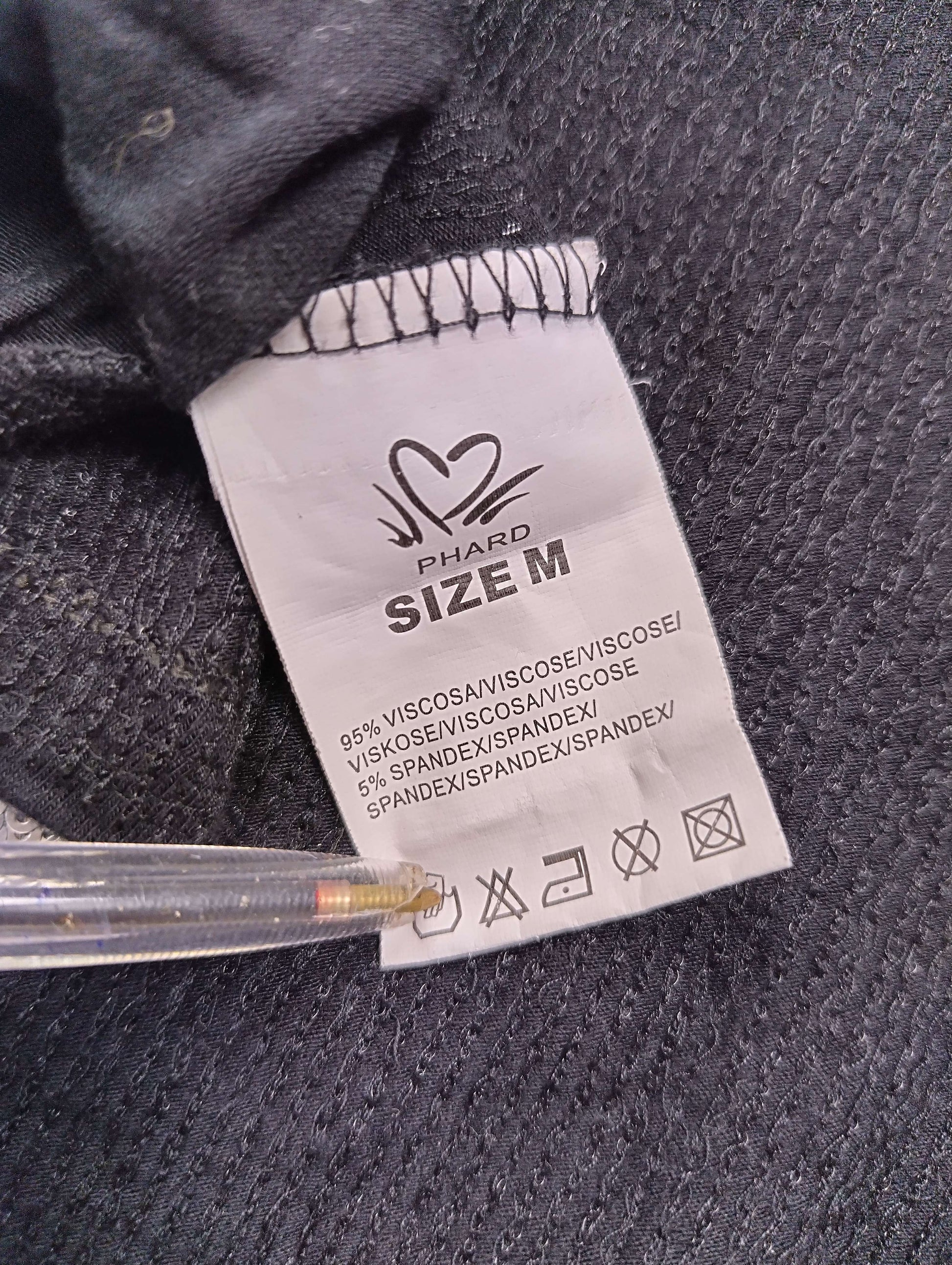 Care label with size information