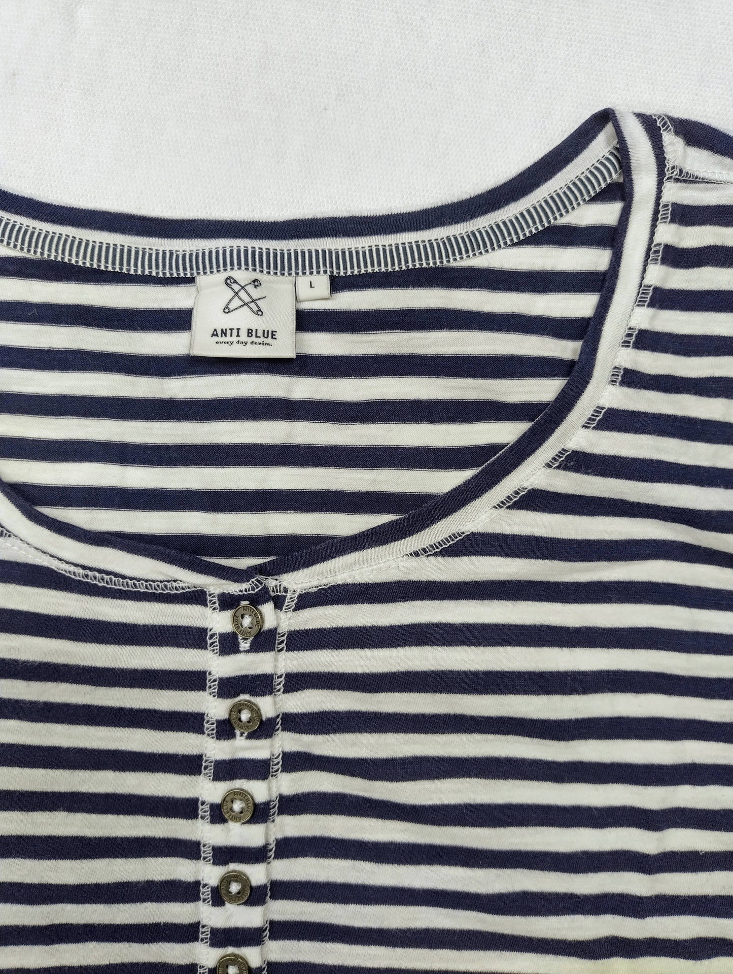 Close-up of neckline and buttons