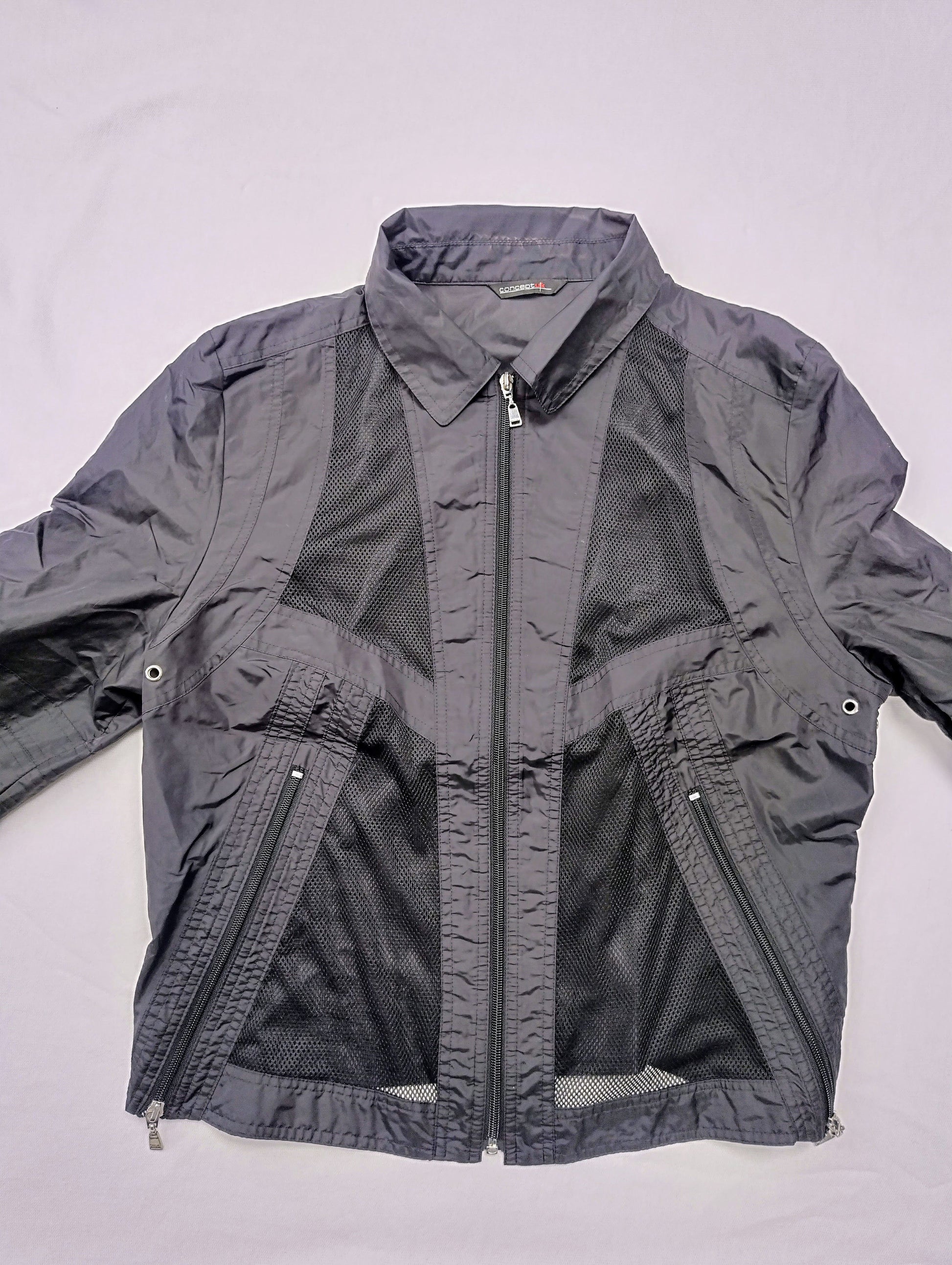 Front view of the black mesh jacket