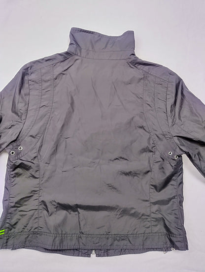 Back view of the black mesh jacket
