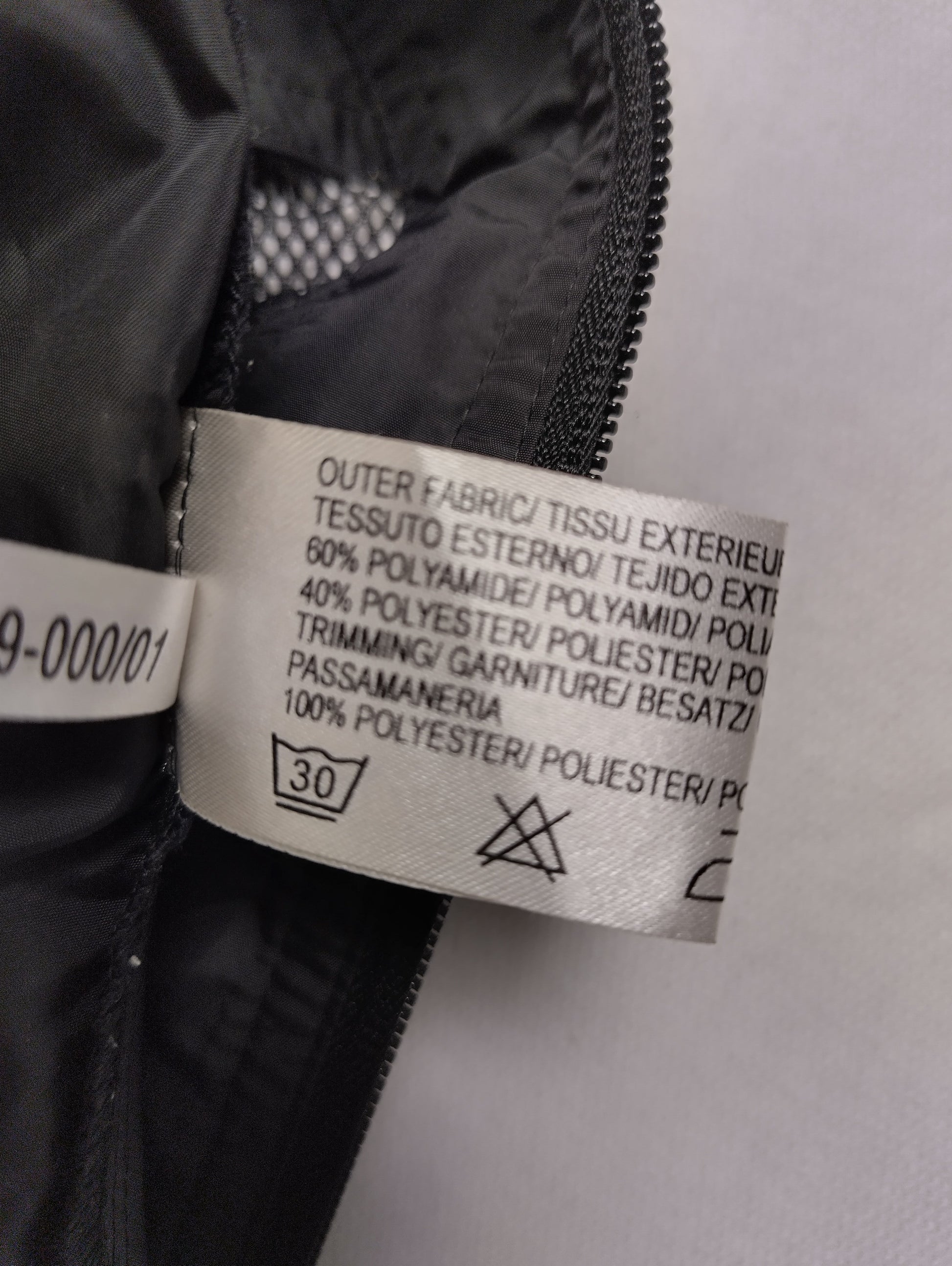 Additional care label showing fabric composition