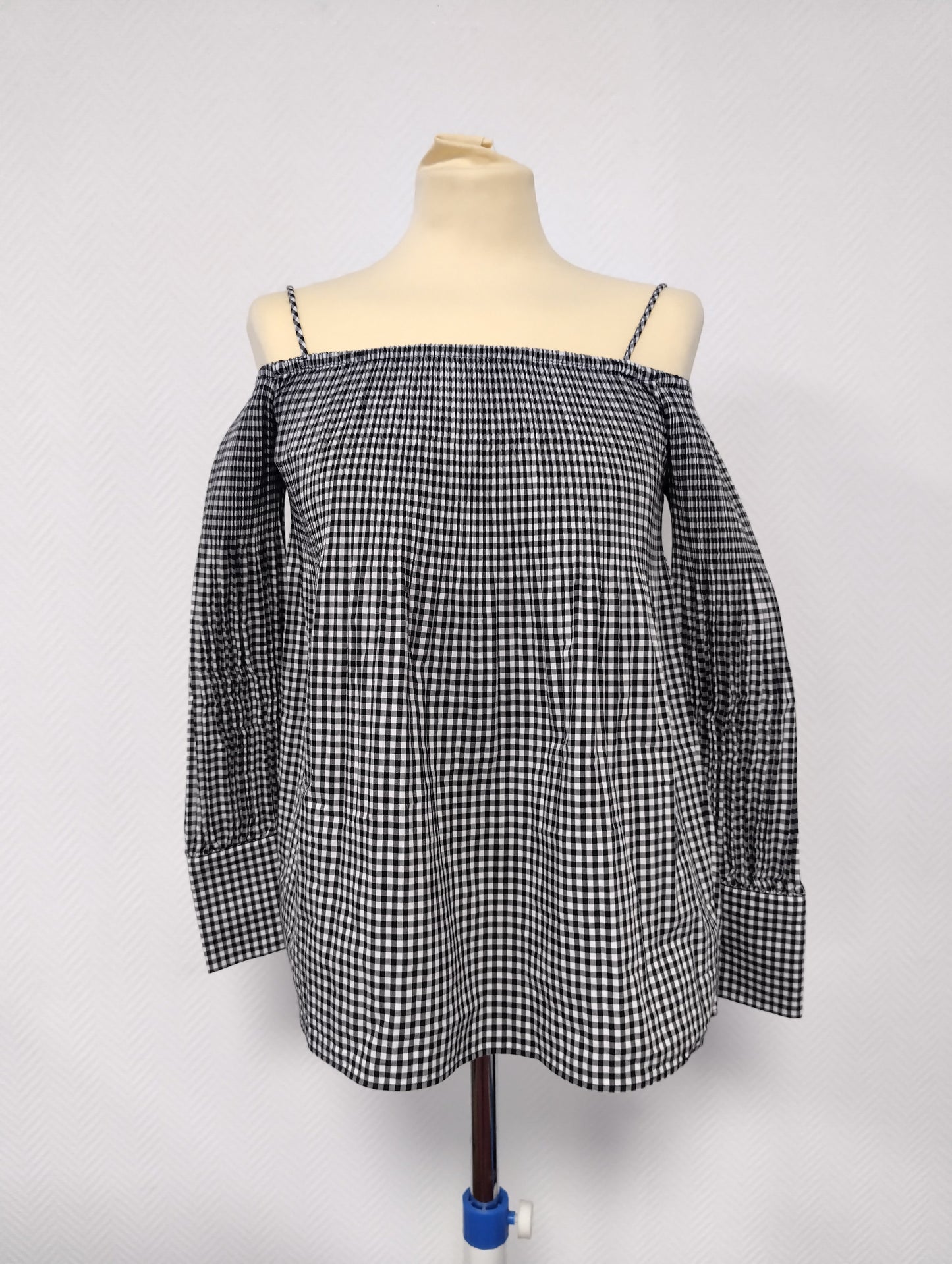 Zara Basic Off-Shoulder Gingham Top