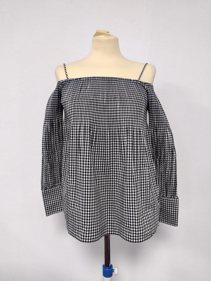 Zara Basic Off-Shoulder Gingham Top