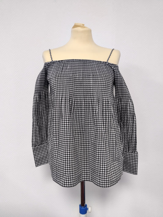 Zara Basic Off-Shoulder Gingham Top