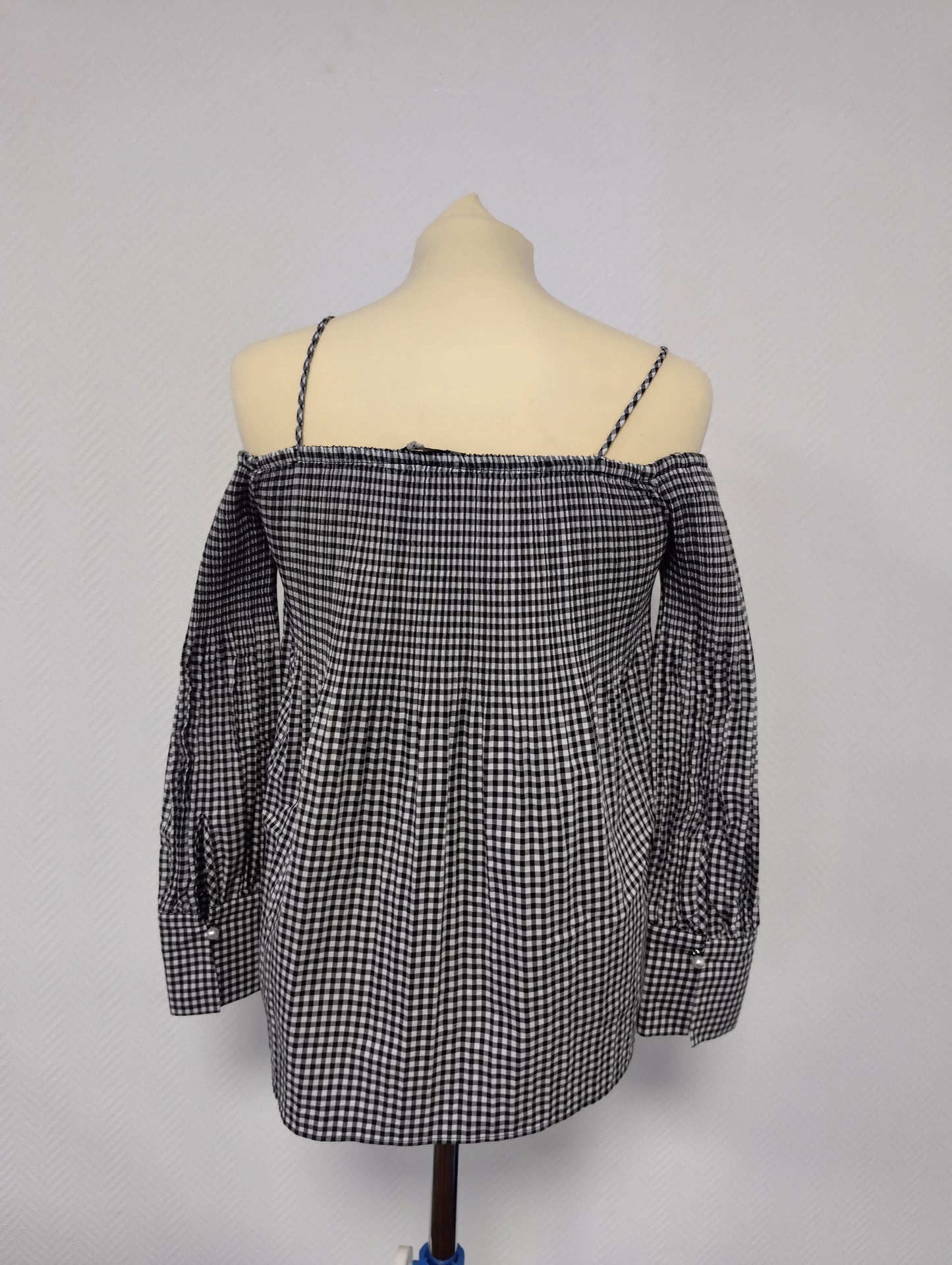 Zara Basic Off-Shoulder Gingham Top